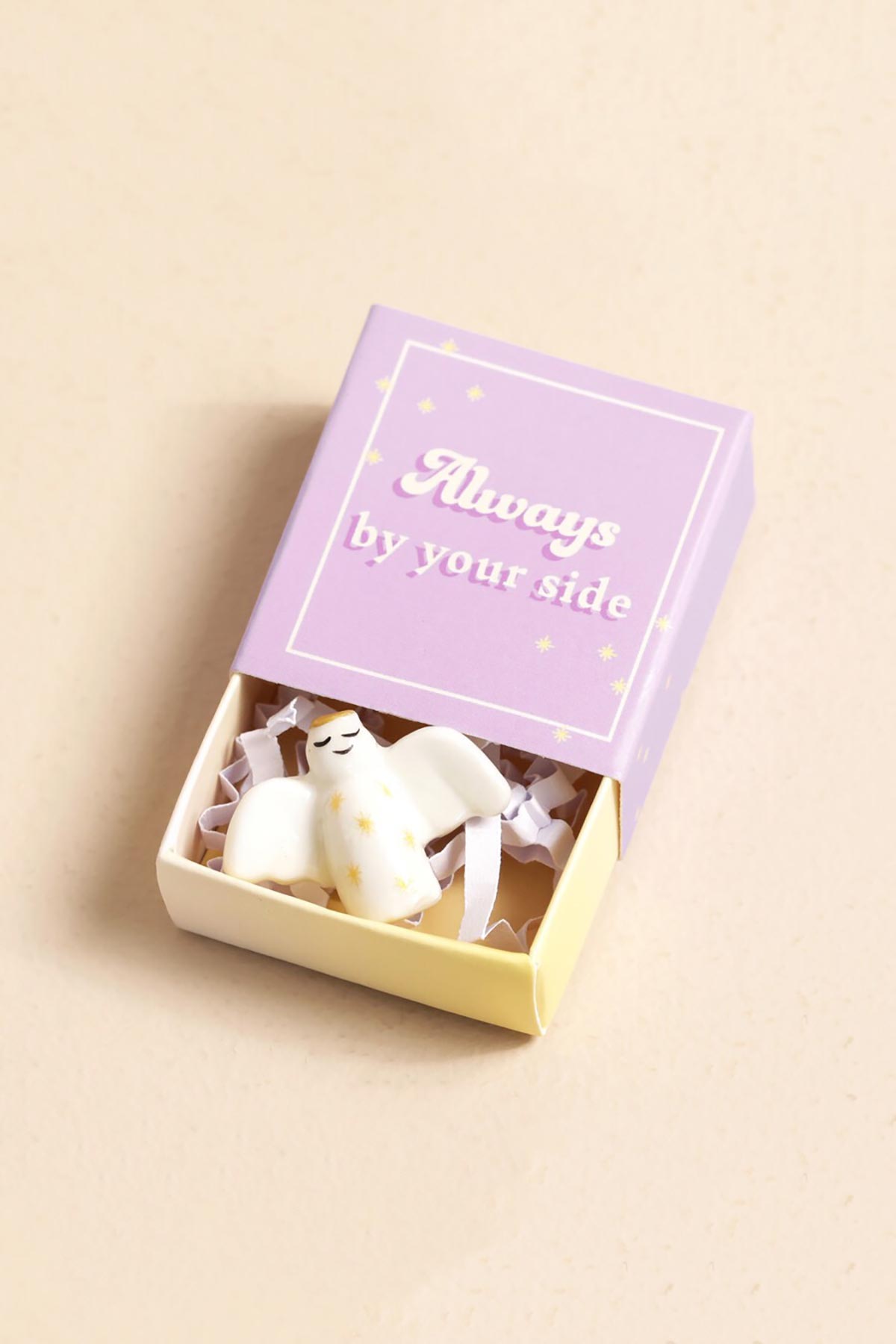 Lisa Angel Tiny Matchbox Ceramic Token Angel inside open matchbox