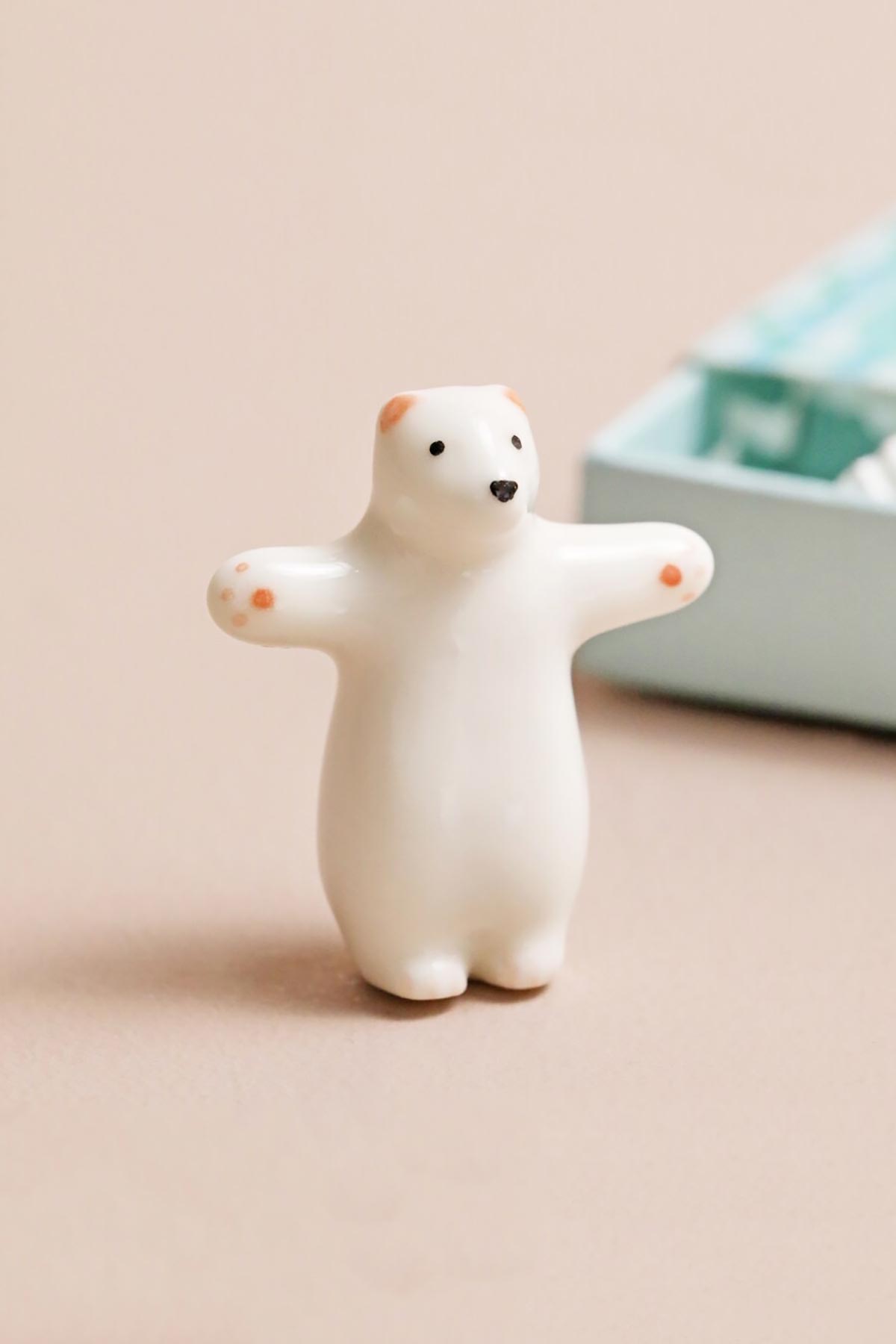 Lisa Angel Tiny Matchbox Ceramic Token Bear box top view