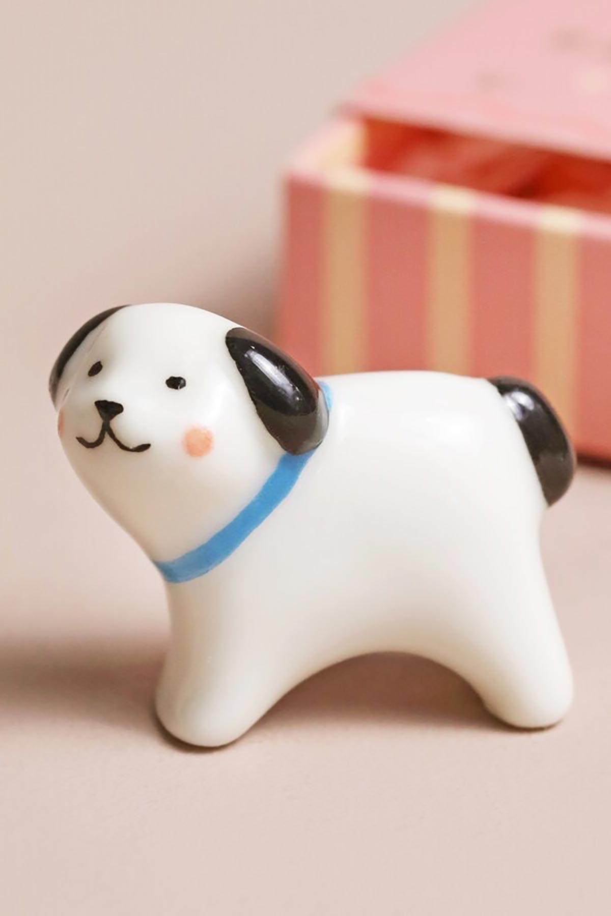 Lisa Angel Tiny Matchbox Ceramic Token Dog gift box top view
