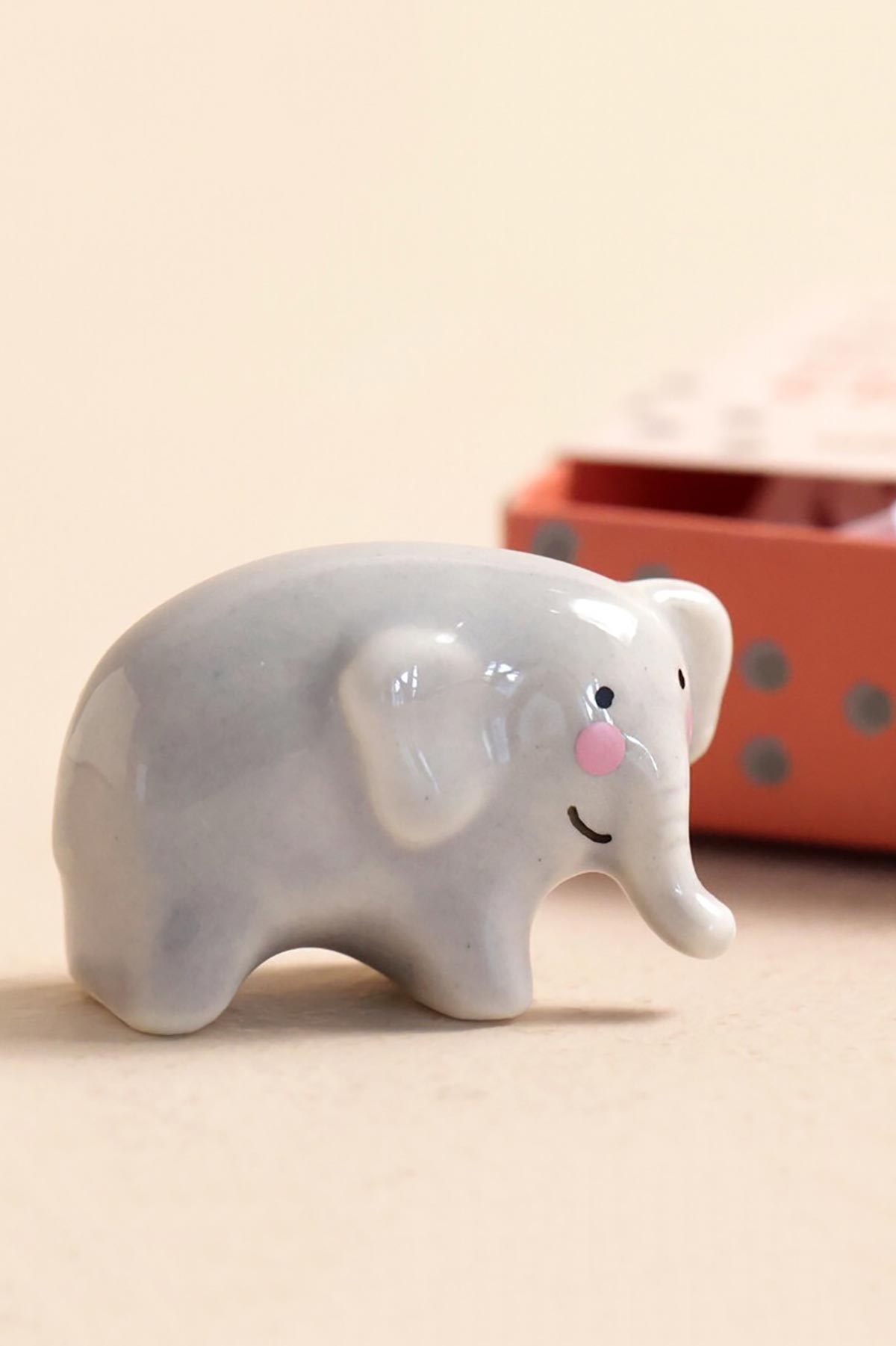 Lisa Angel Tiny Matchbox Ceramic Token Elephant gift box top view