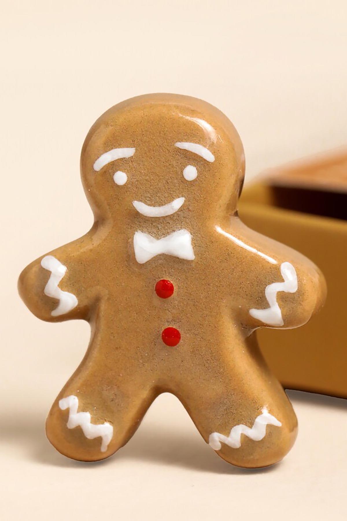 Lisa Angel Tiny Matchbox Ceramic Token Gingerbread Man box top view