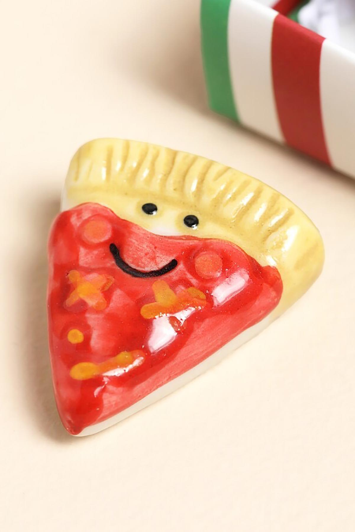 Lisa Angel Tiny Matchbox Ceramic Token Pizza gift box top view