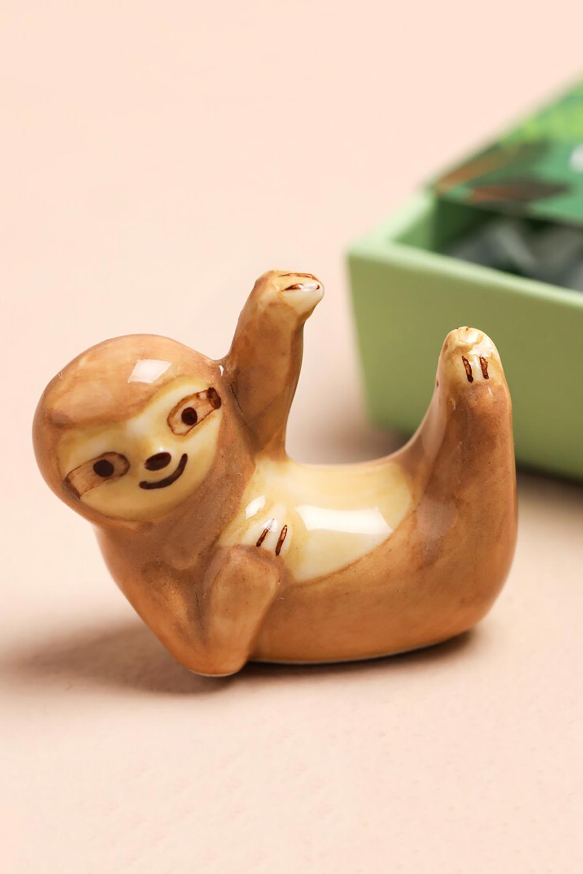 Lisa Angel Tiny Matchbox Ceramic Token Sloth gift box top view