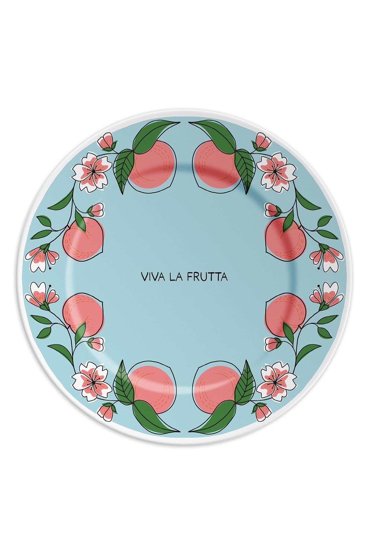 Long Live the Fruit with Peaches porcelain plate made in Italy by ilaria.i