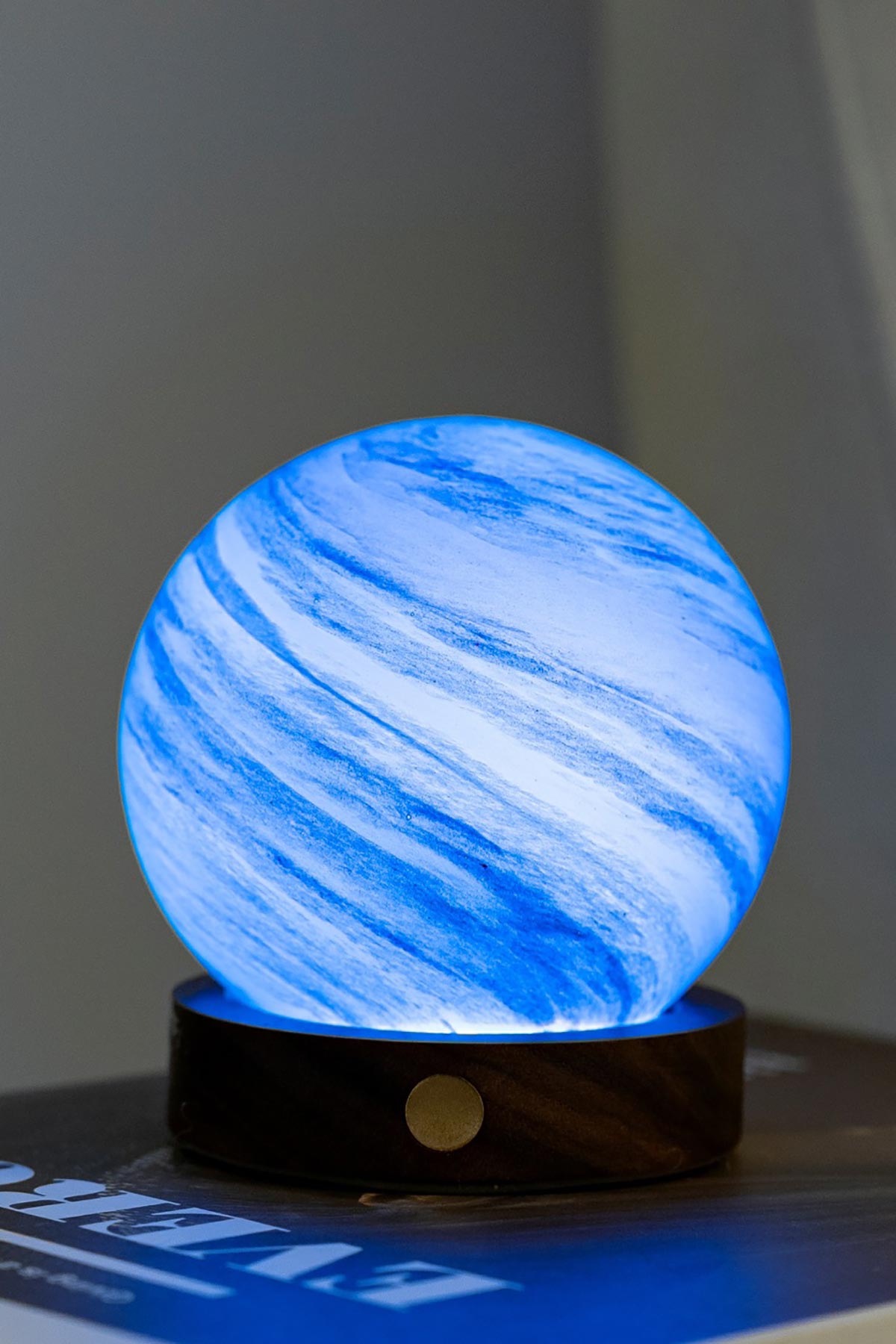 Mini glass LED light with soft cloud-inspired illumination
