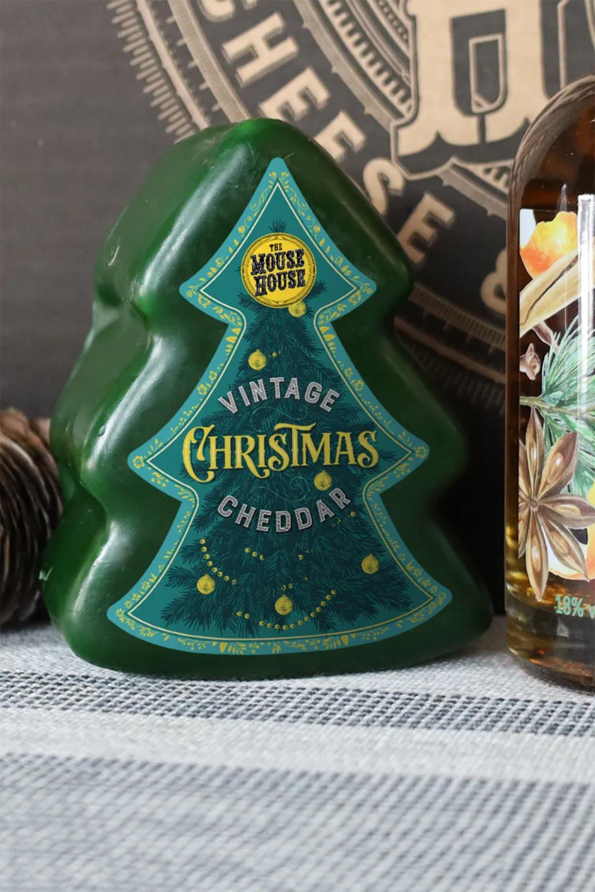 Mouse House Vintage Cheddar Christmas Tree wax-covered cheese