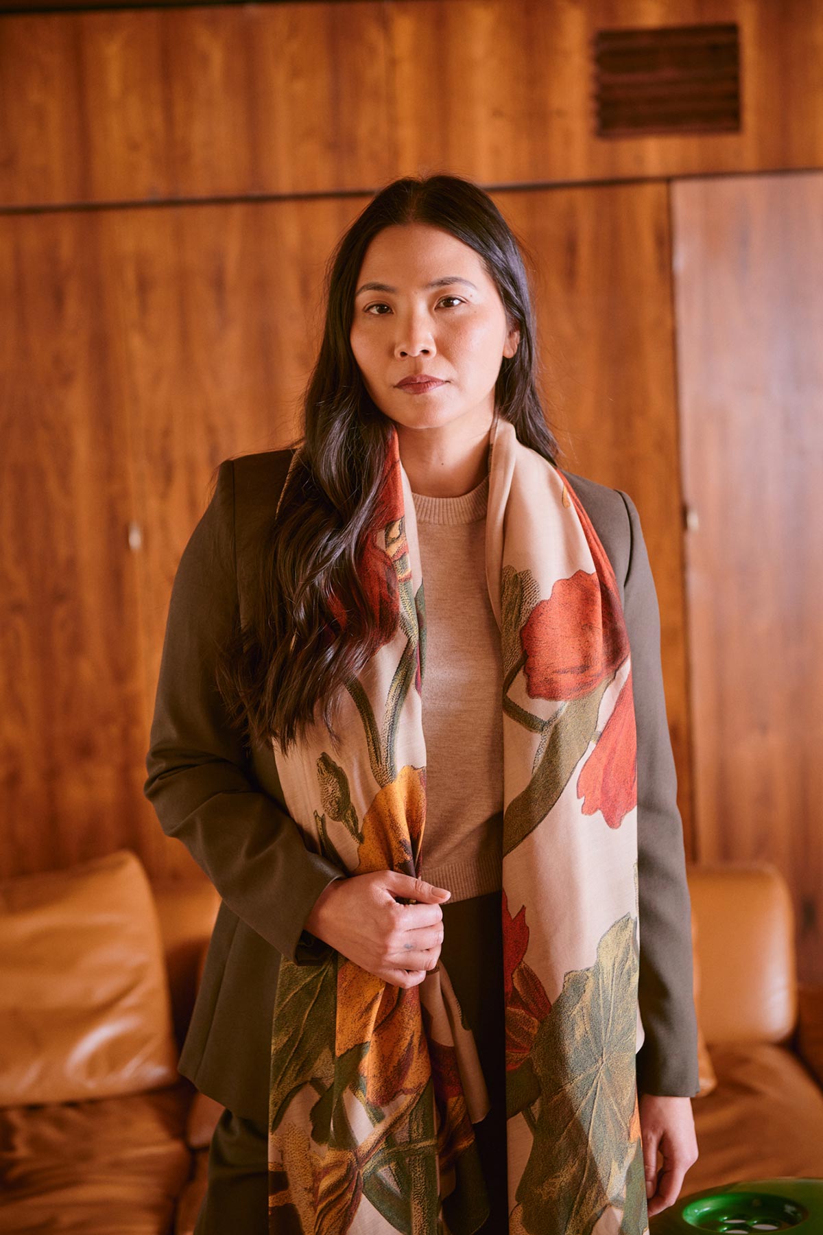 One Hundred Stars Nasturtium Fawn Scarf full print