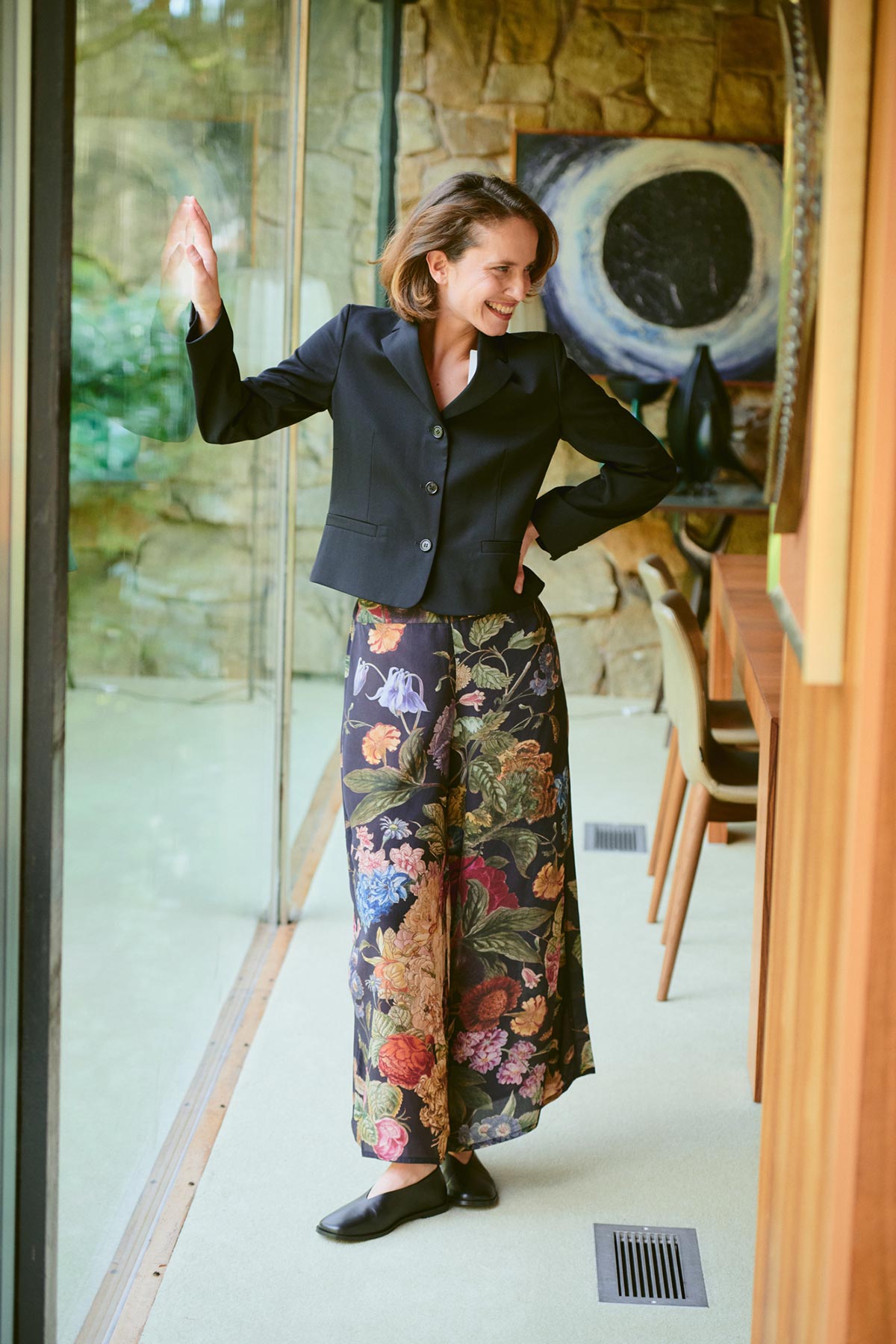 Model styling Primula Black Crepe Palazzo Pants