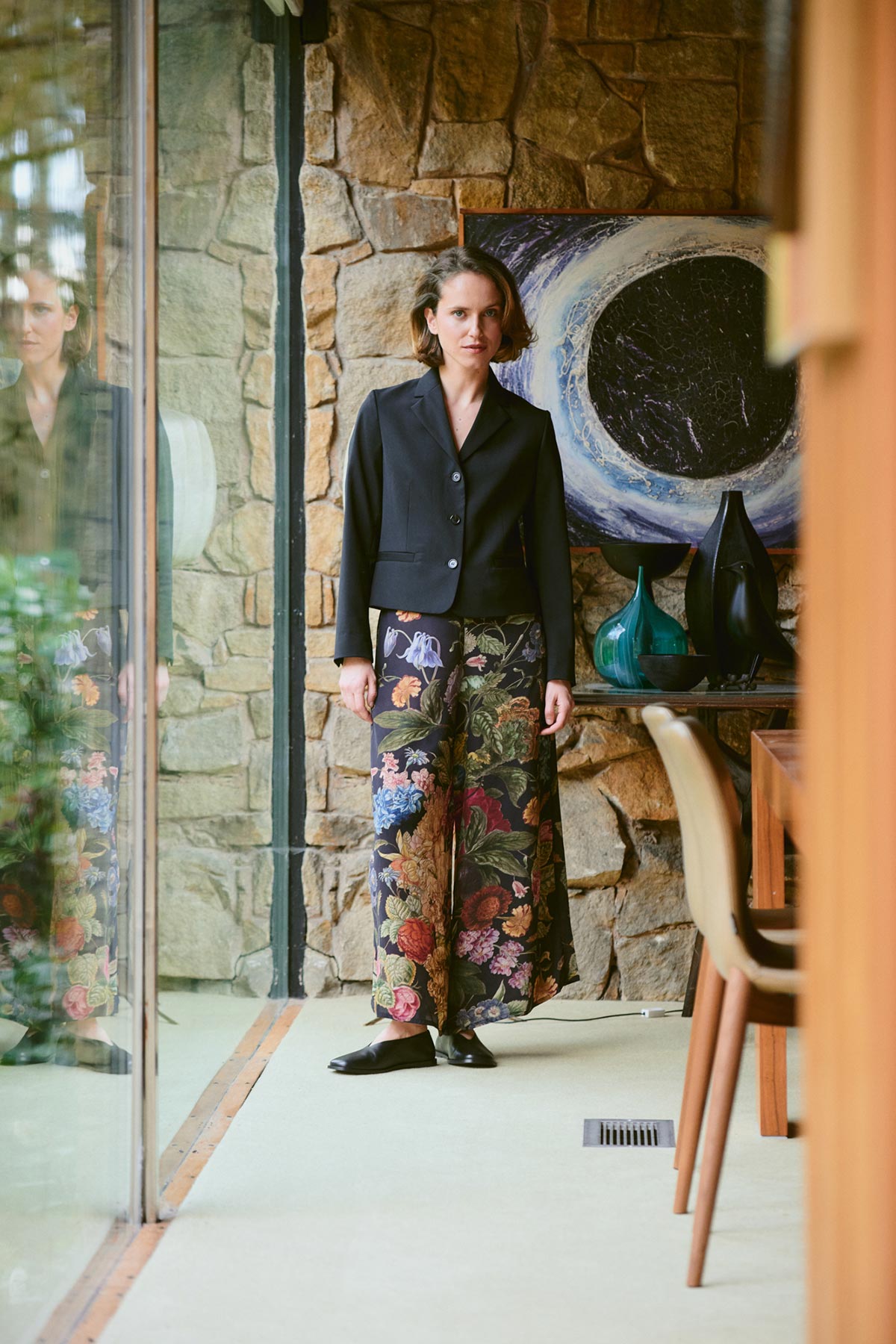 Model styling Primula Black Crepe Palazzo Pants