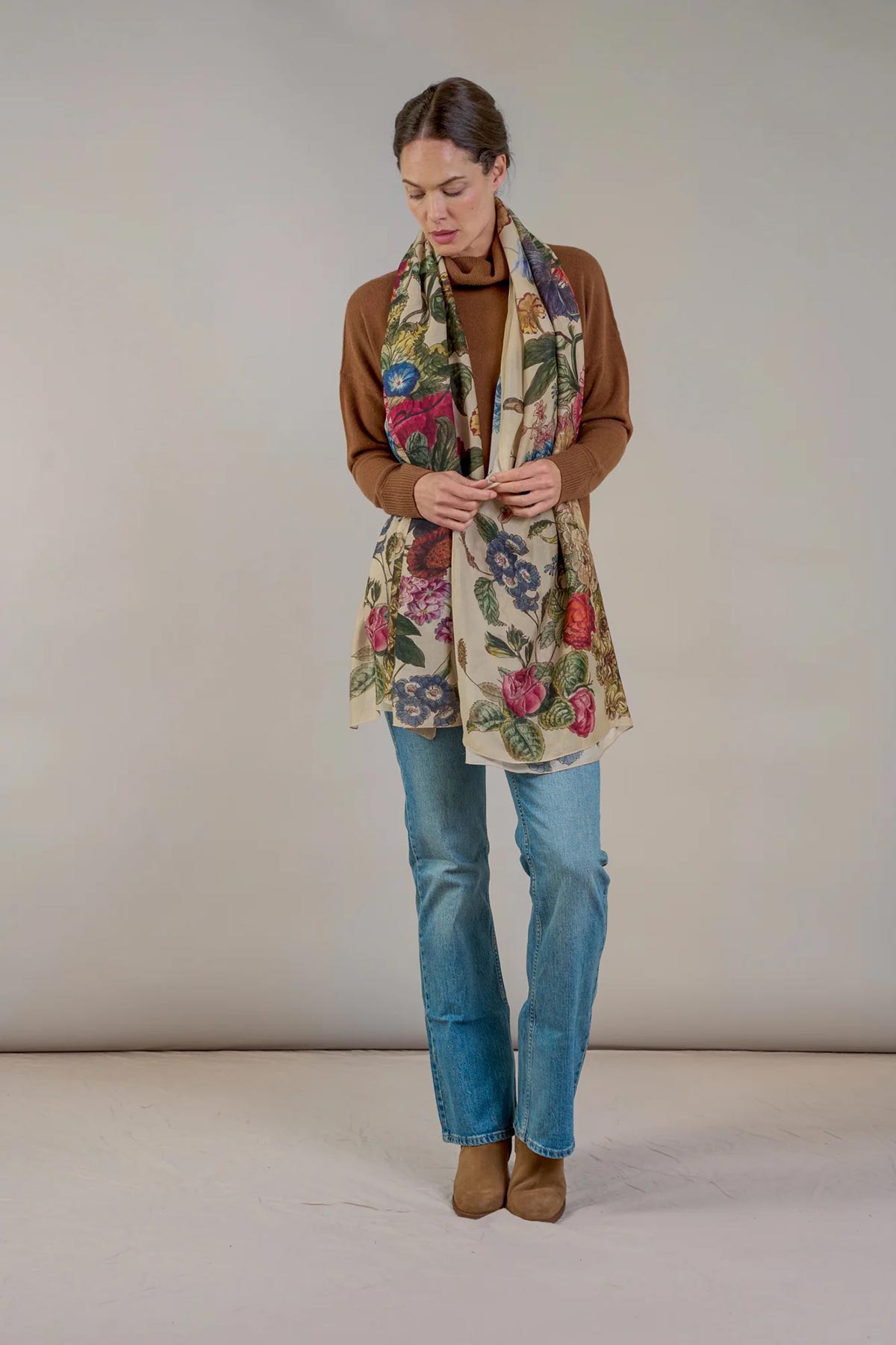 Primula Stone scarf styled with outfit