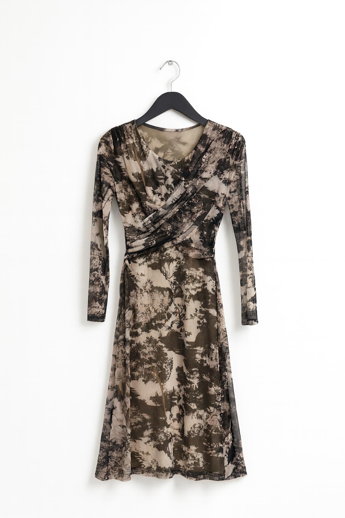 Close-up of Picture Perfect Tulle Dress showing sheer black tulle texture