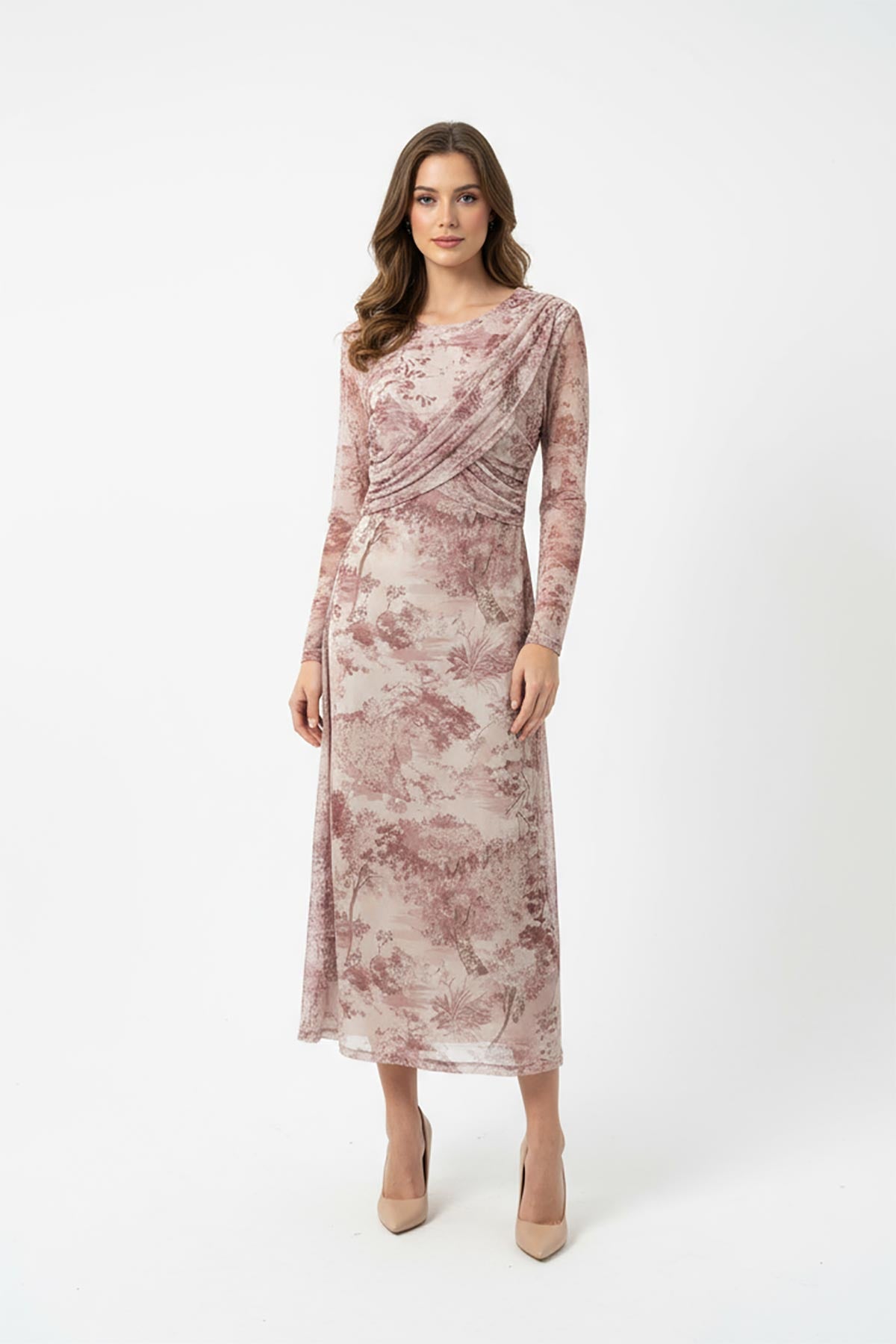 Picture Perfect Tulle Dress in pink – viscose tulle midi dress made in Italy