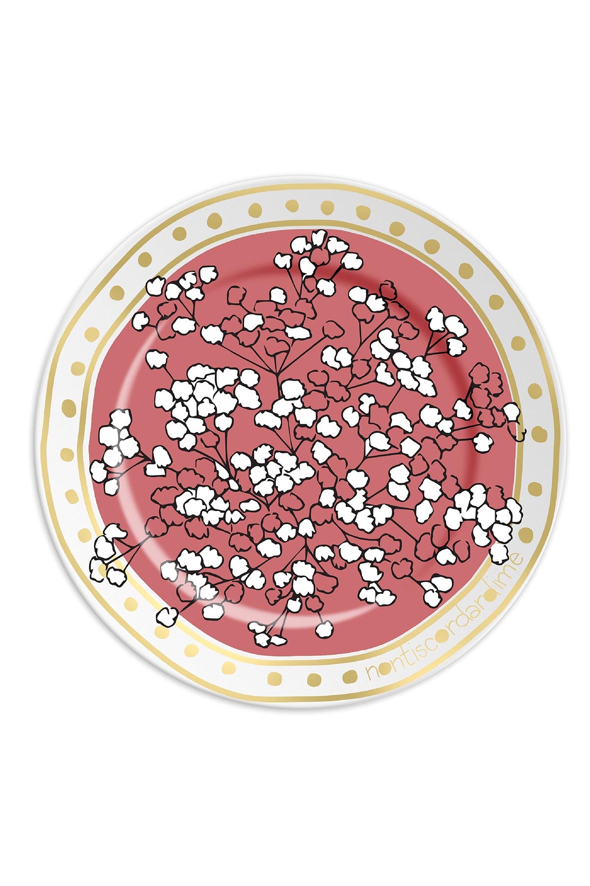 Pink Forget-Me-Not porcelain plate made in Italy by ilaria.i