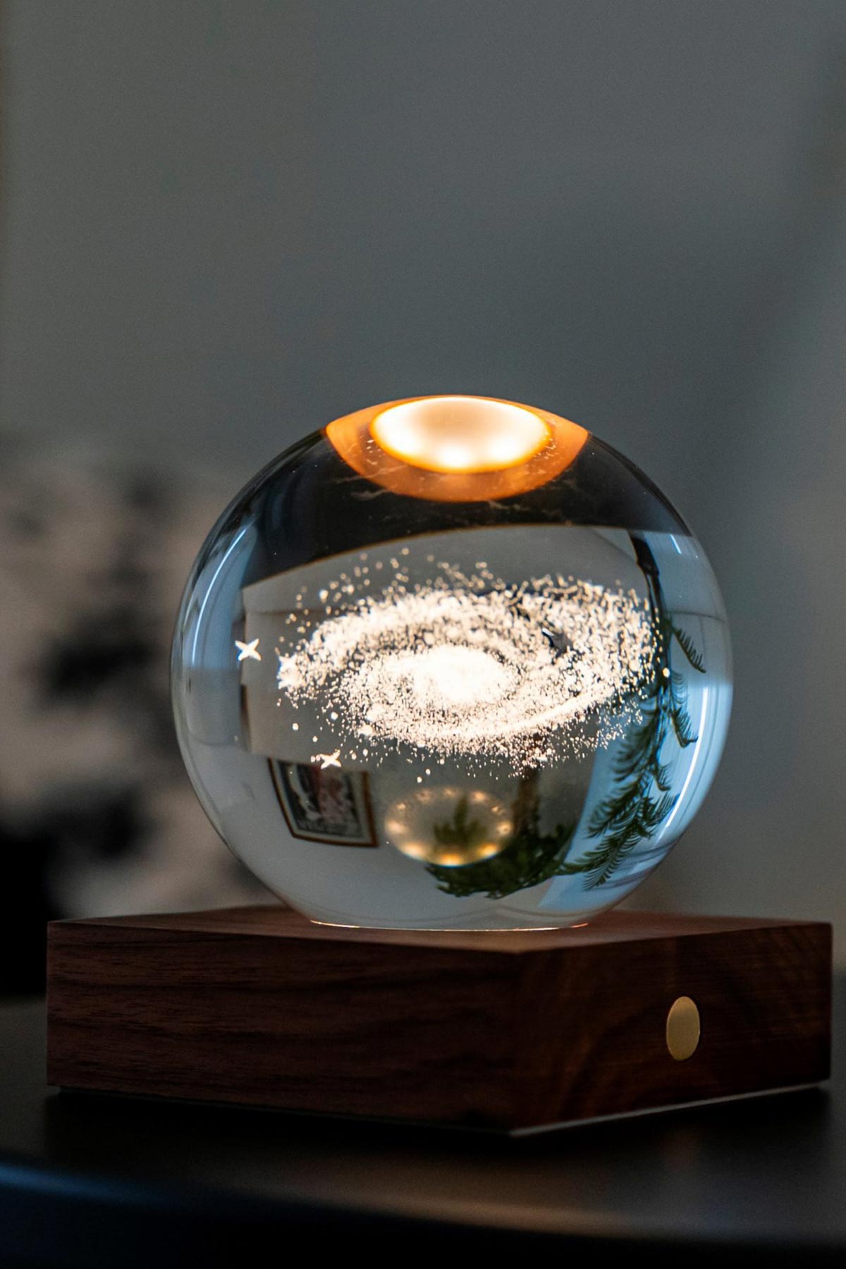 Decorative crystal LED lamp by Gingko Design with celestial galaxy detail