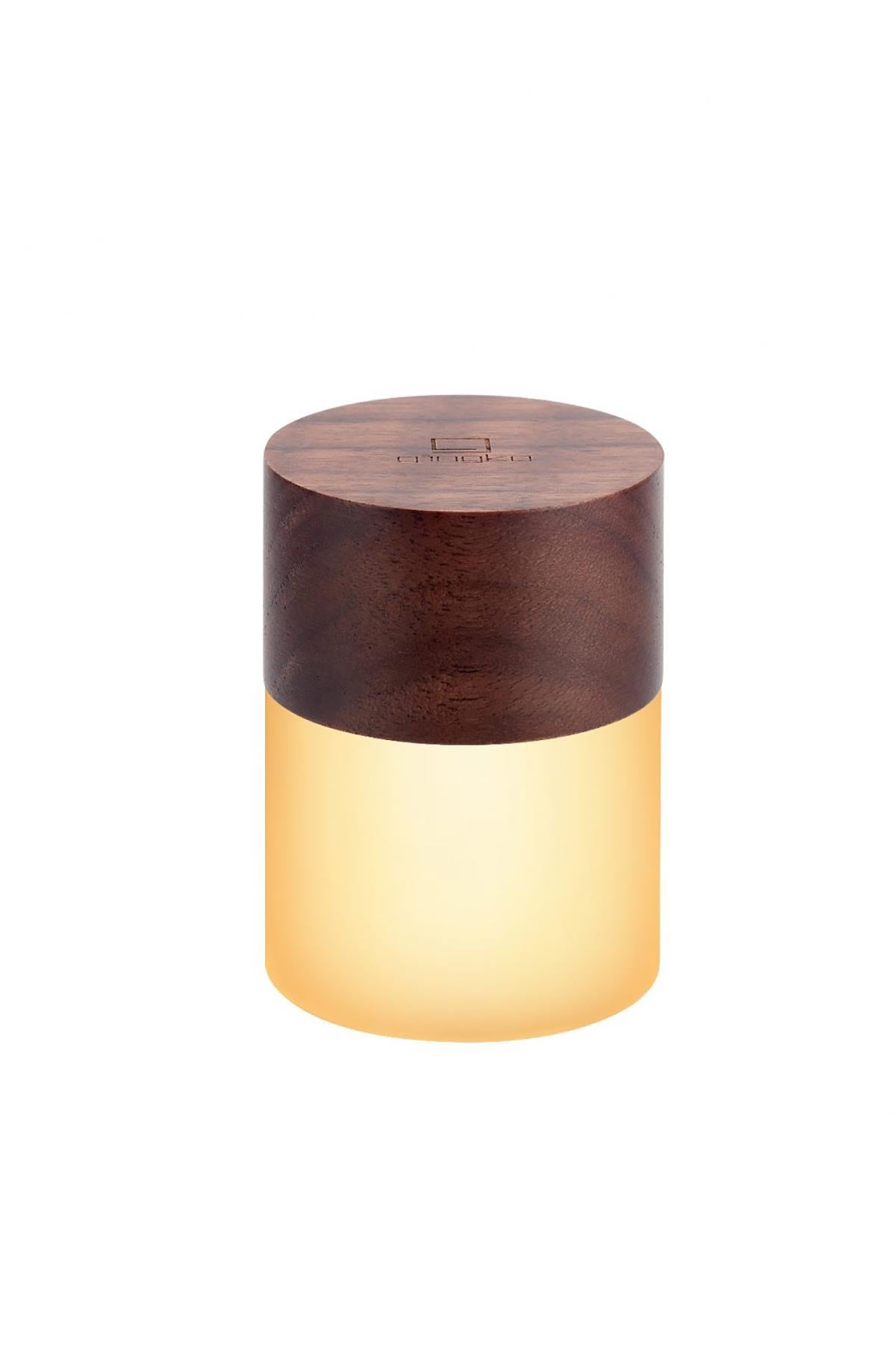 Rechargeable bedside light in natural walnut finish
