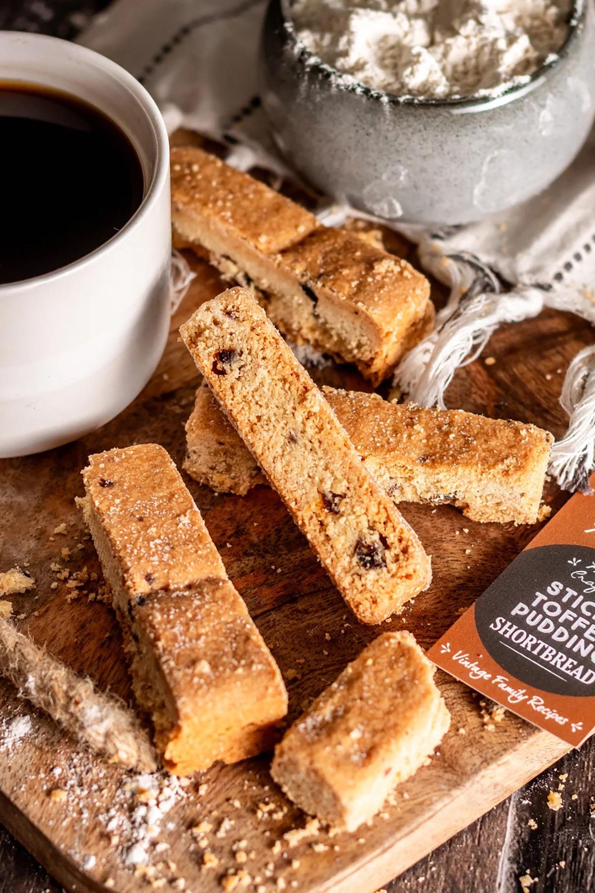 Close-up of caramel sticky toffee shortbread