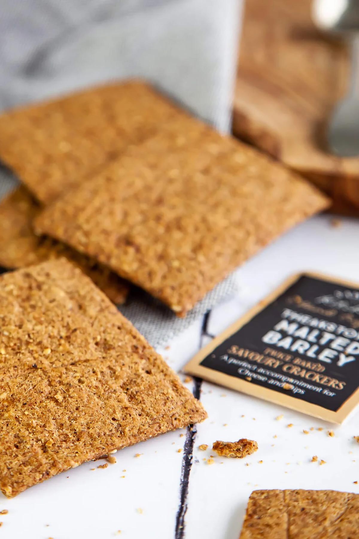 Close-up malted barley artisan crackers