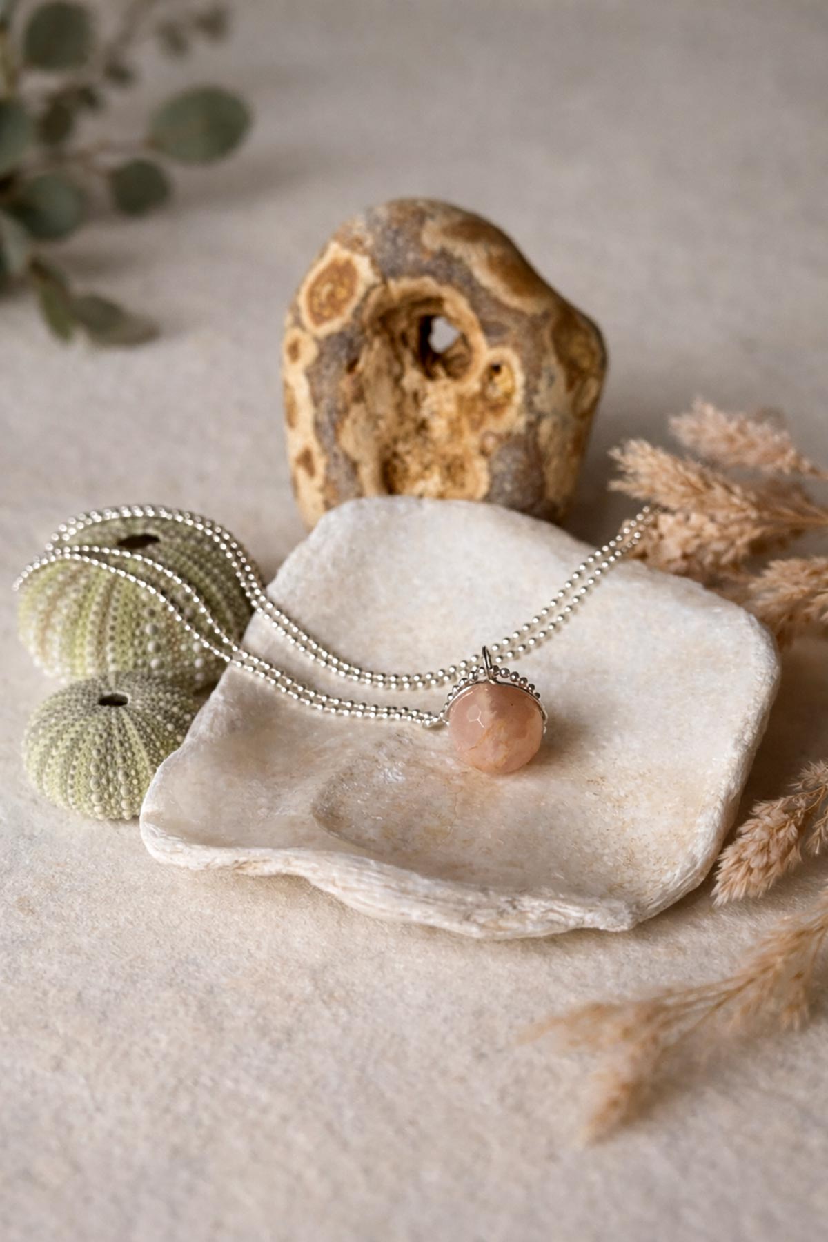 Handmade sunstone gemstone necklace by Twigs & Stones