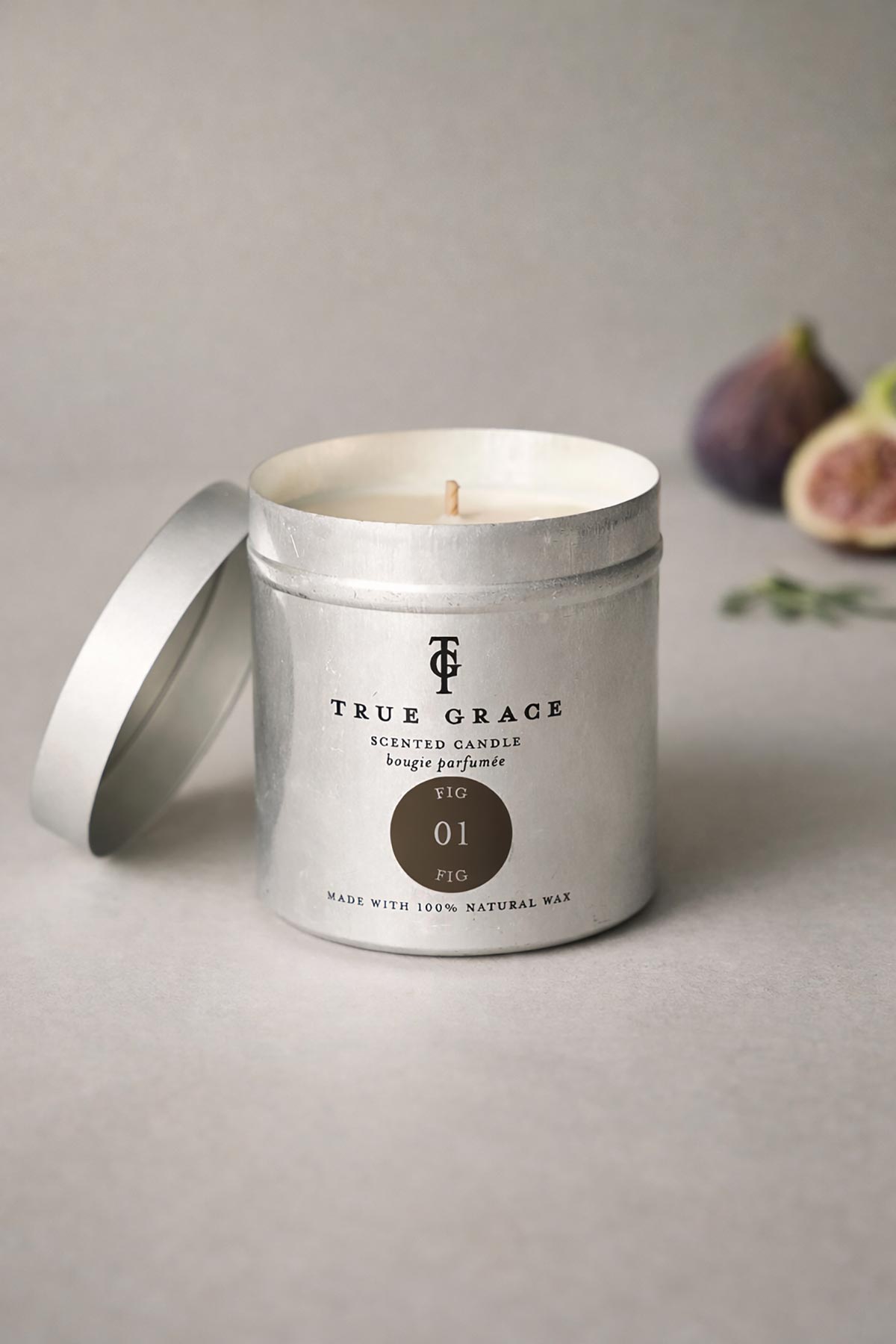 True Grace Fig Tin Candle natural travel candle at Urban Wild