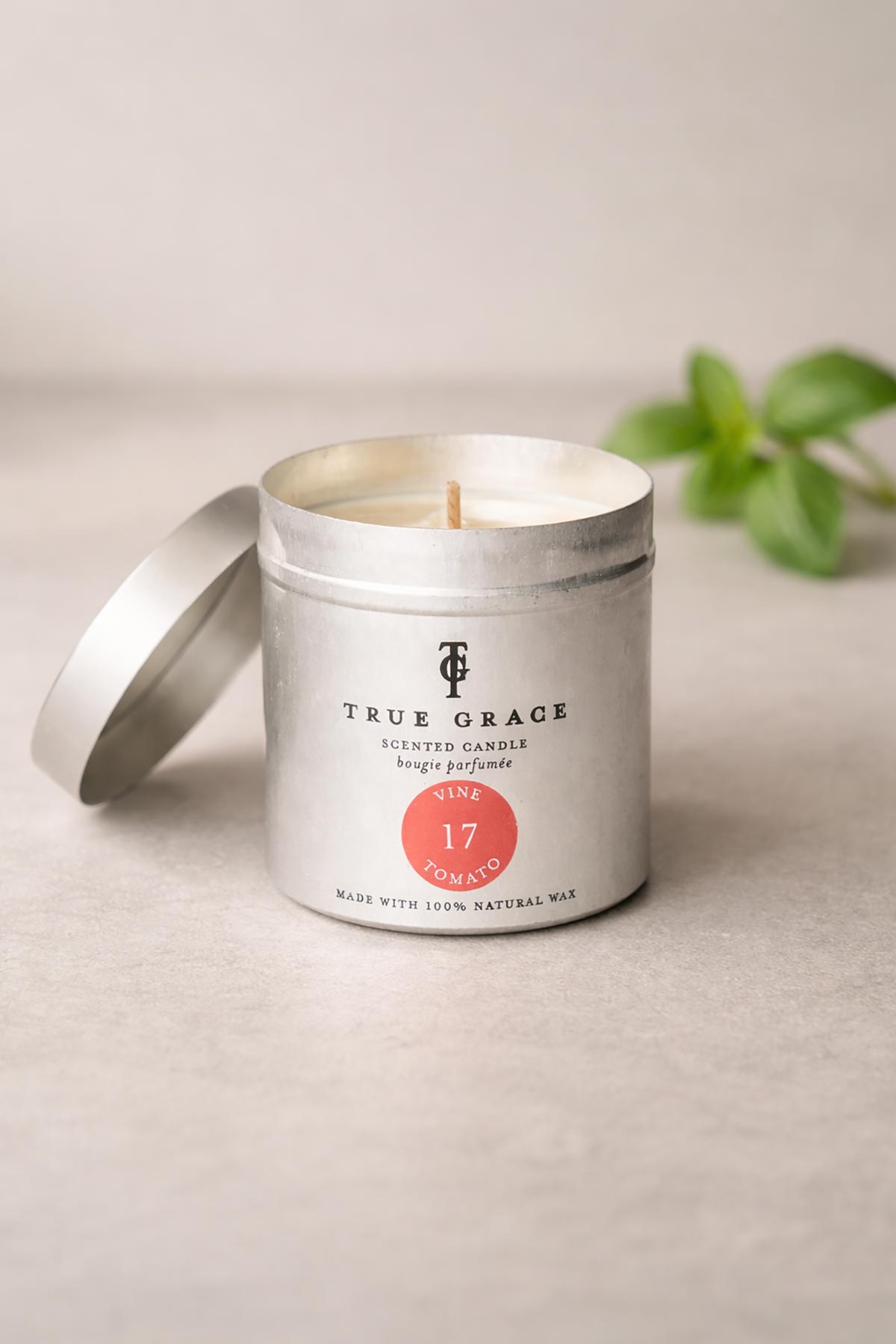 True Grace Vine Tomato Tin Candle fresh natural travel candle