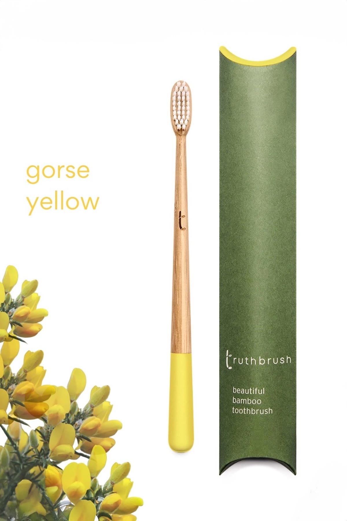 Yellow bamboo toothbrush by Truthbrush