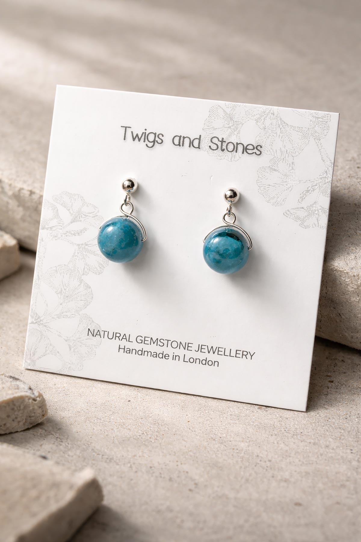 Close-up of apatite gemstone stud earrings