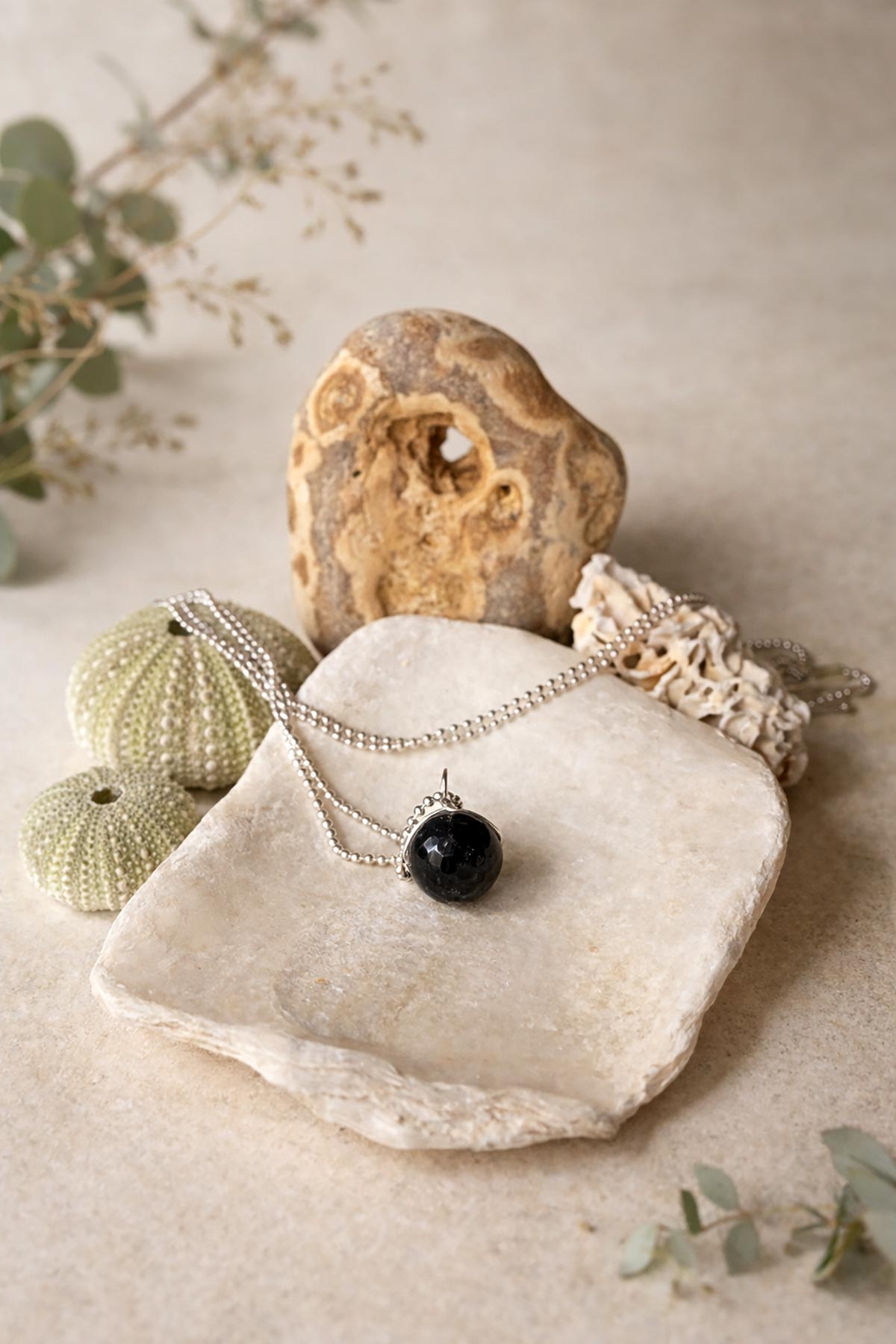 Black tourmaline pendant necklace by Twigs & Stones at Urban Wild