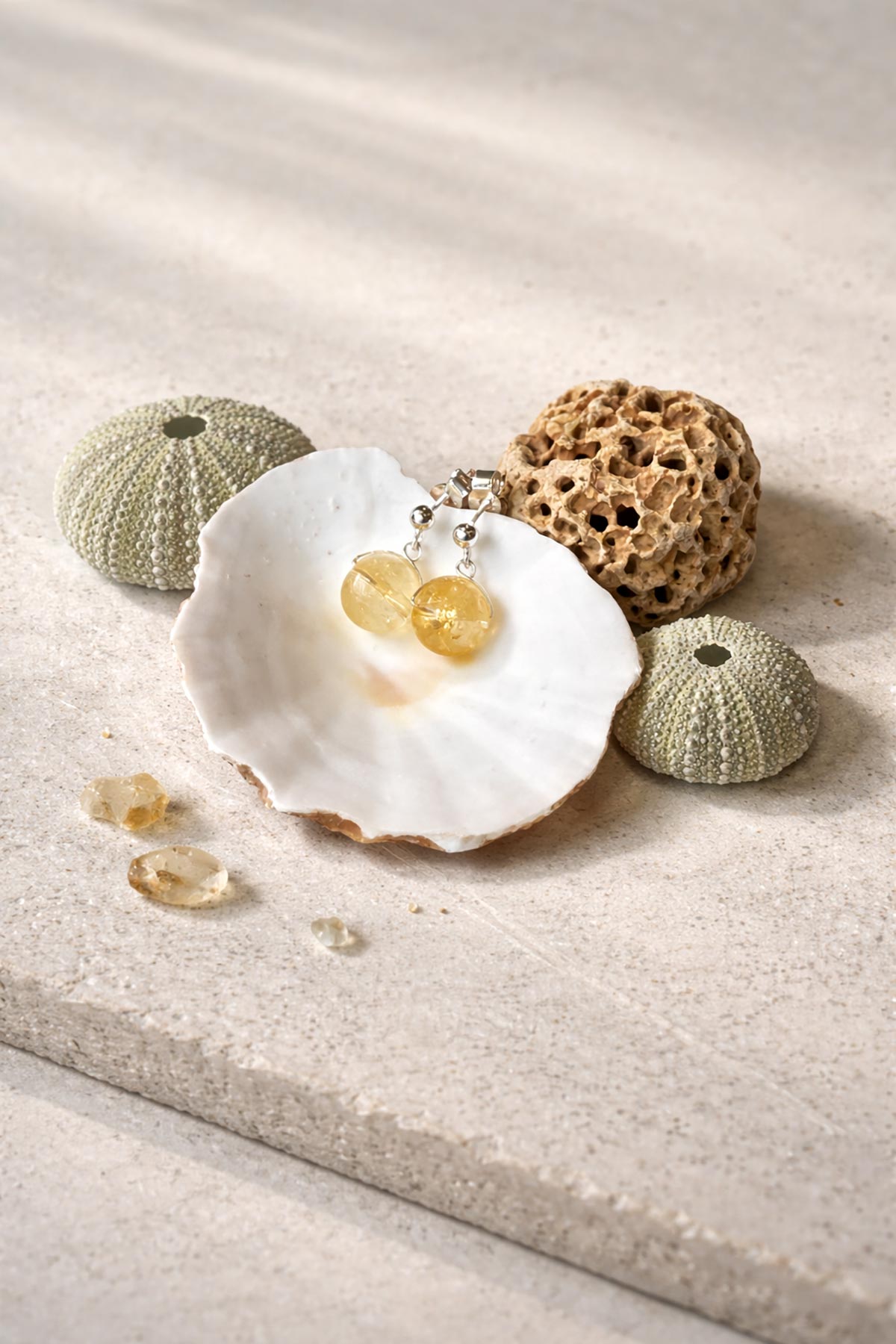 Citrine drop stud earrings by Twigs & Stones at Urban Wild