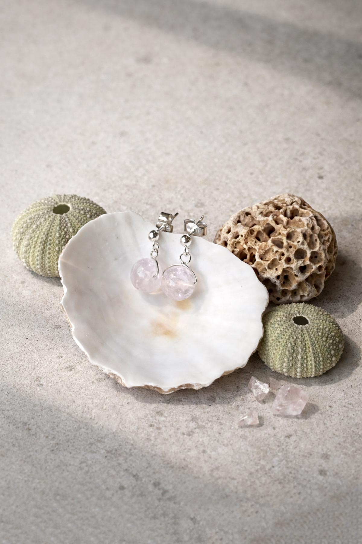 Lavender amethyst drop stud earrings by Twigs & Stones at Urban Wild