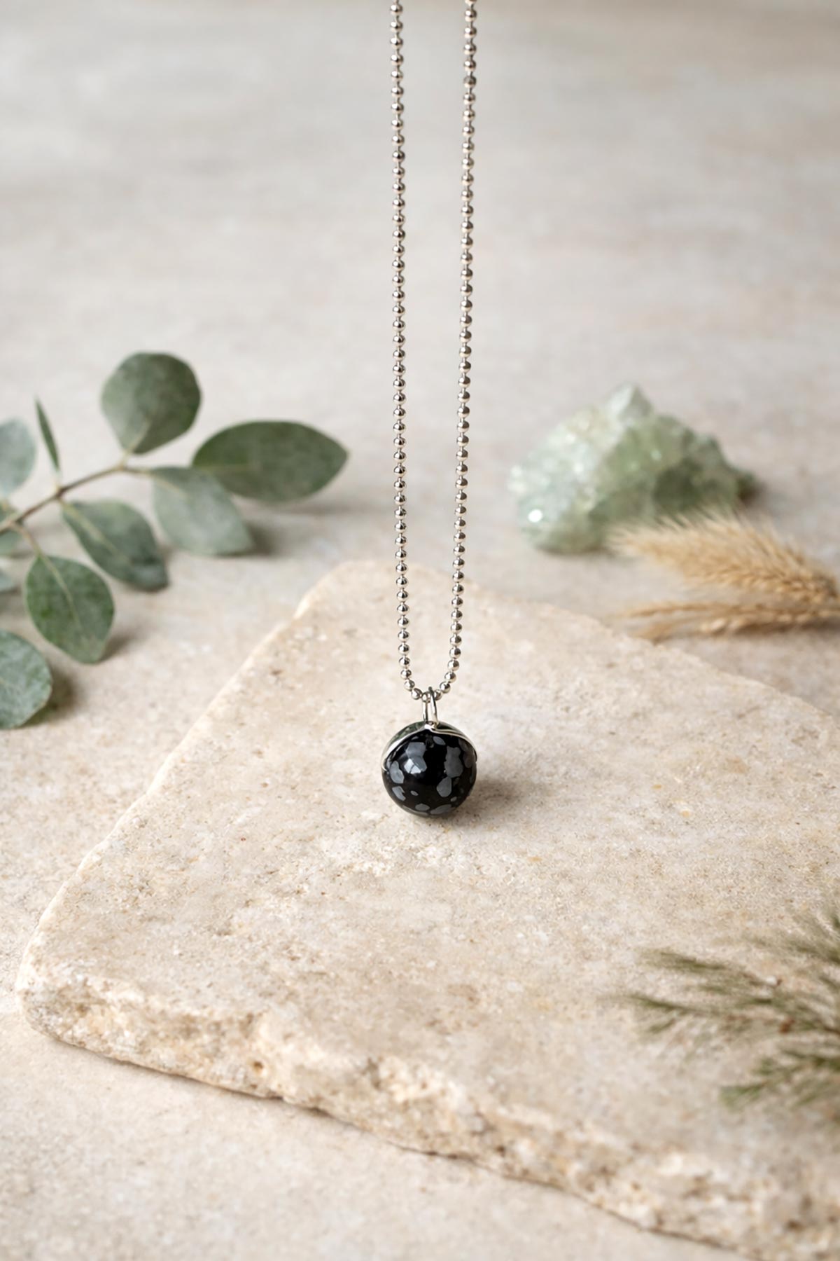 Snowflake obsidian pendant necklace by Twigs & Stones at Urban Wild