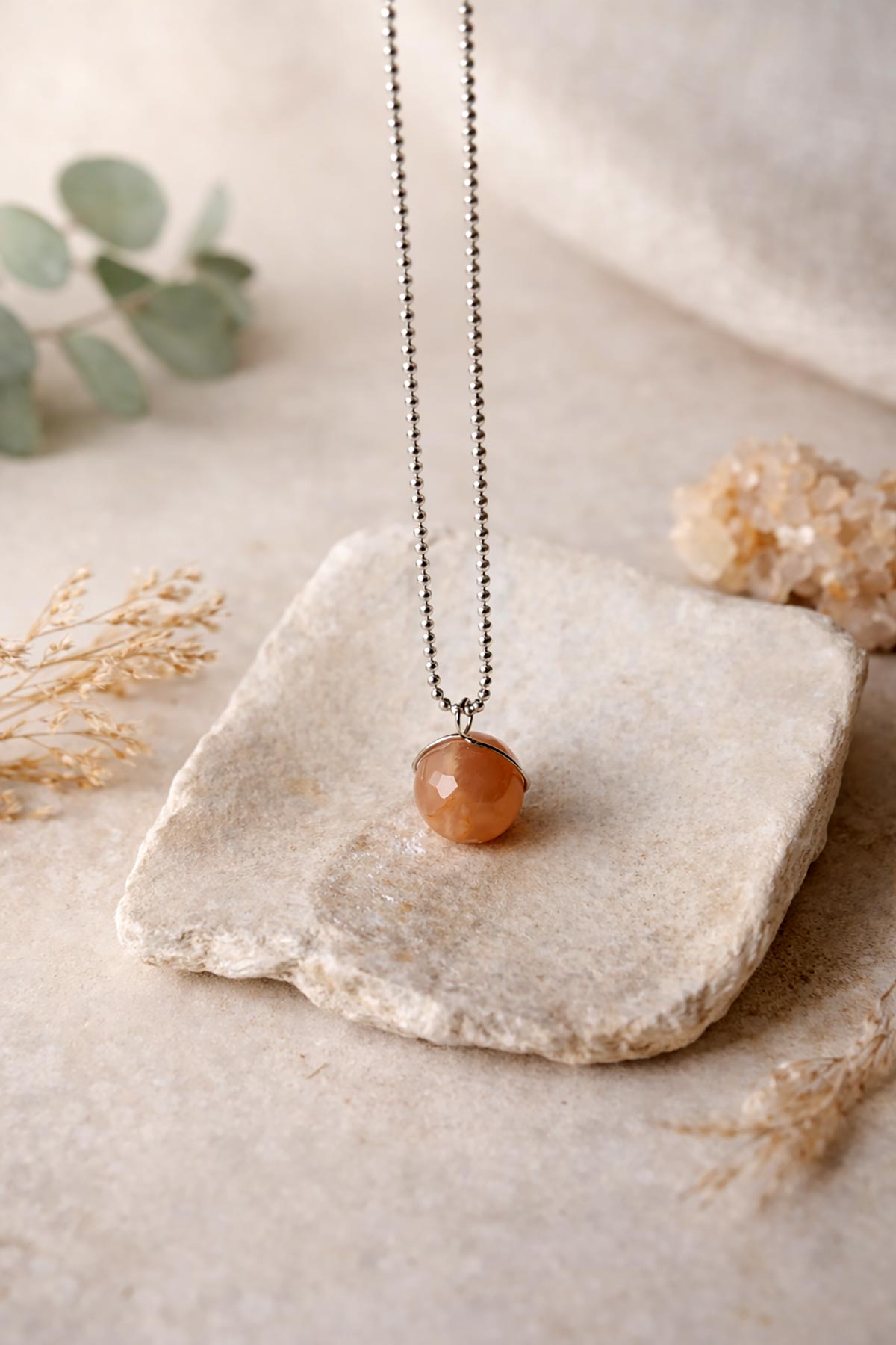 Sunstone pendant necklace by Twigs & Stones at Urban Wild