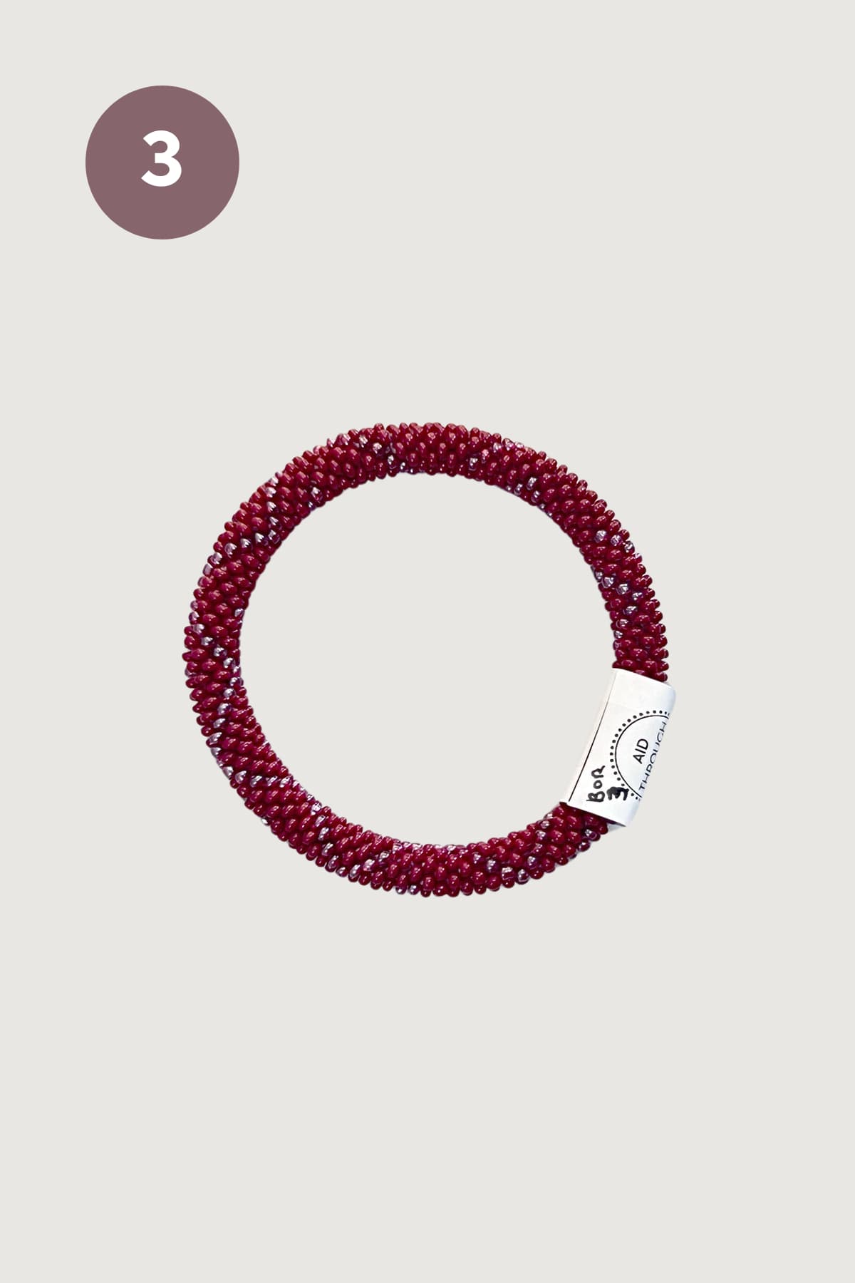 Deep bordeaux red beaded roll-on bracelet variation three handmade in Nepal — Urban Wild