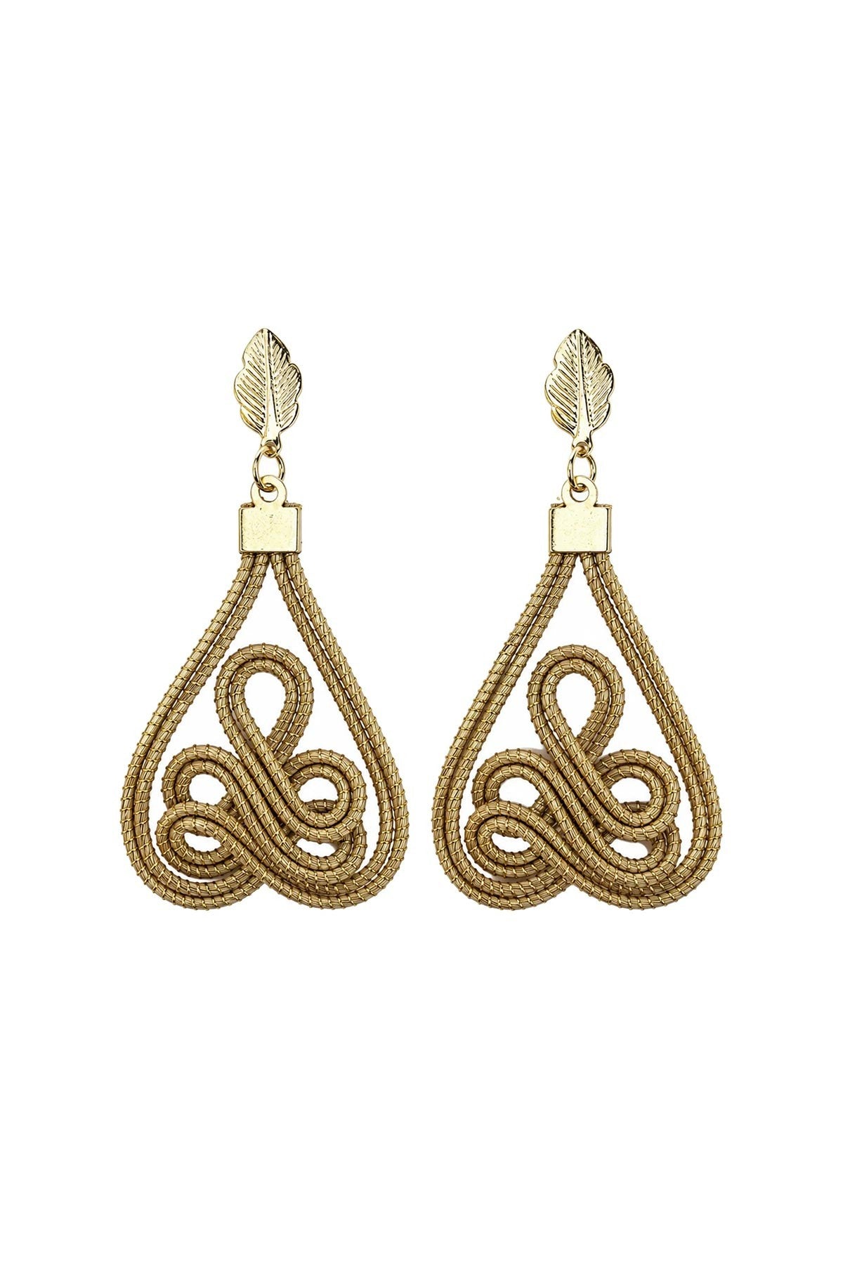 Amazonia handwoven golden grass teardrop statement earrings with hypoallergenic wires — Urban Wild