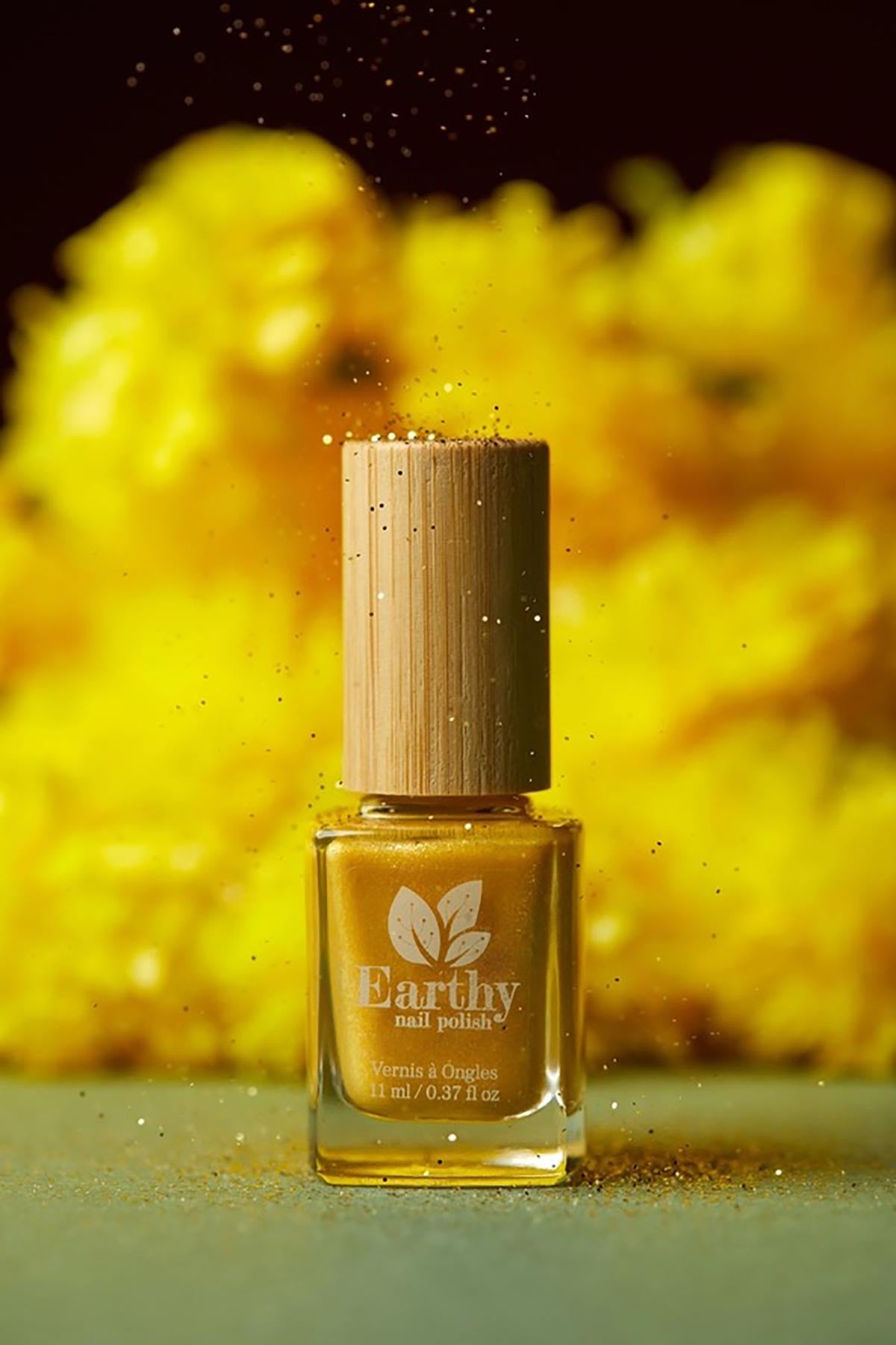 Amritsar bright golden yellow glitter vegan nail polish with bamboo cap — Urban Wild