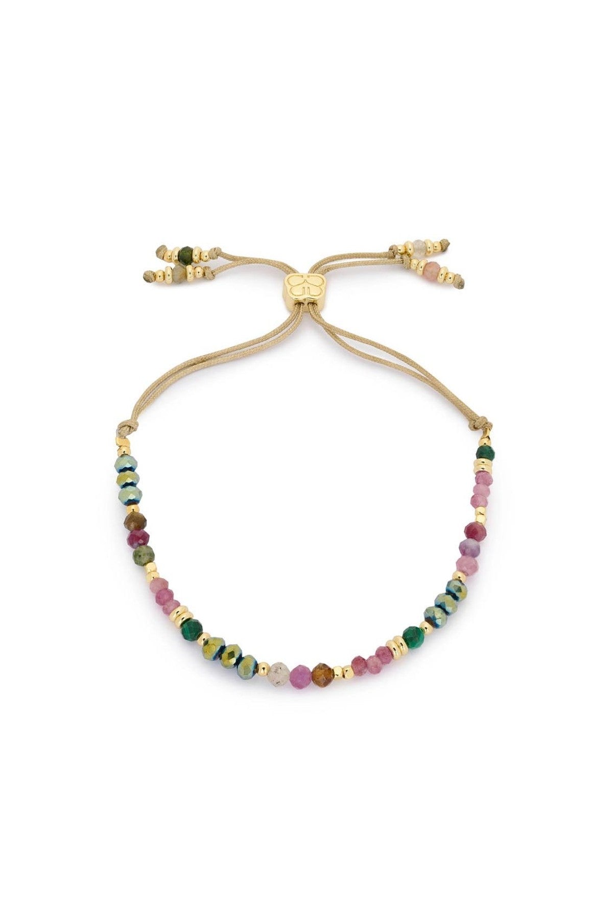 Ardisia gold and tourmaline gemstone bead slider bracelet with malachite accents — Urban Wild