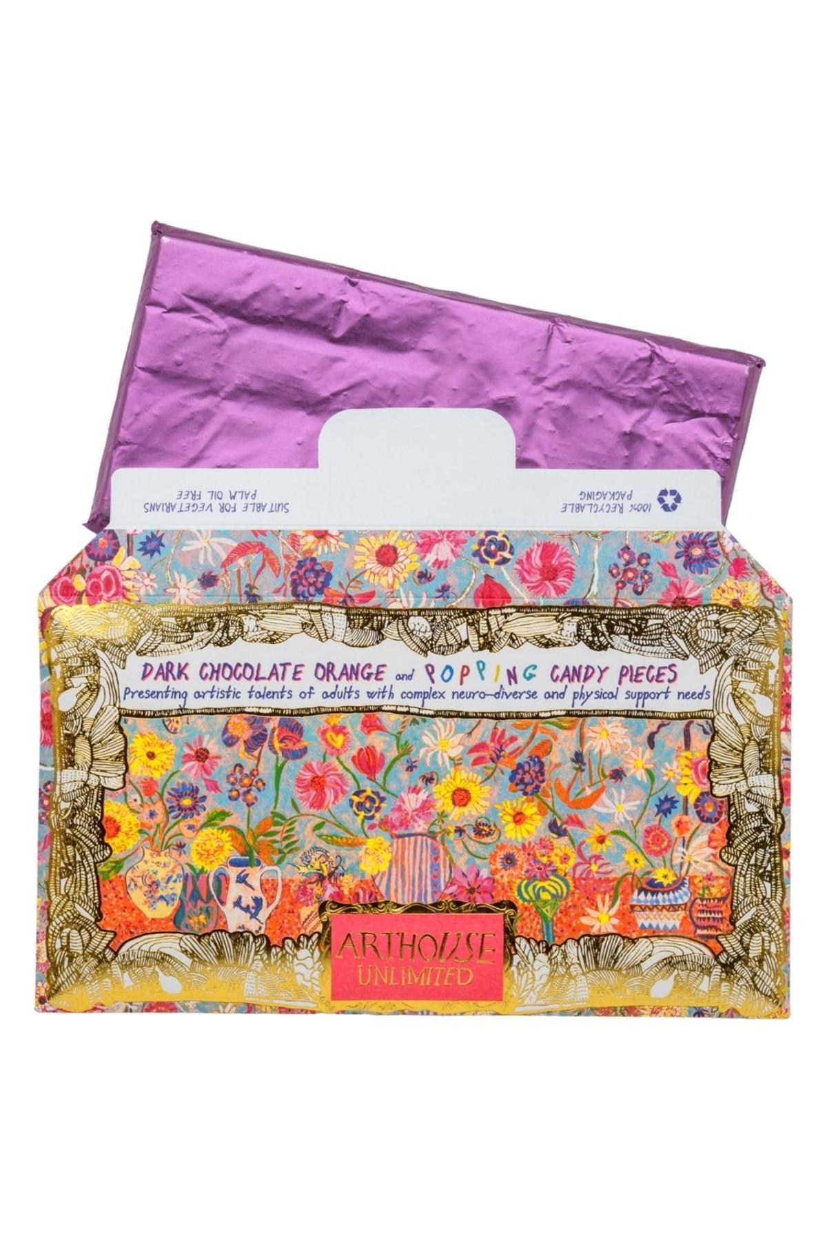Floral Bright Dark Chocolate Bar With Orange And Popping Candy | Urban Wild