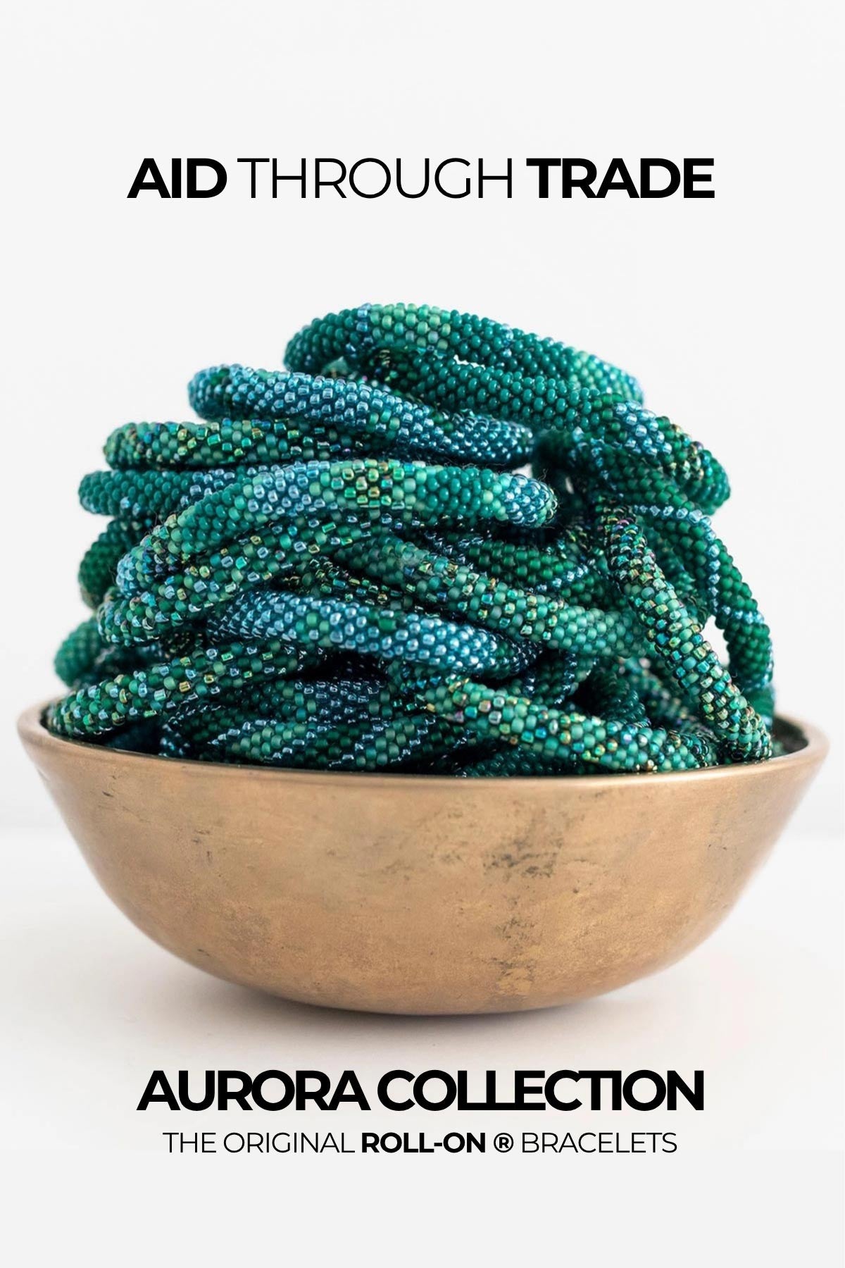 Aurora green and blue glass beaded Roll-On fair trade bracelet handcrafted in Nepal — Urban Wild