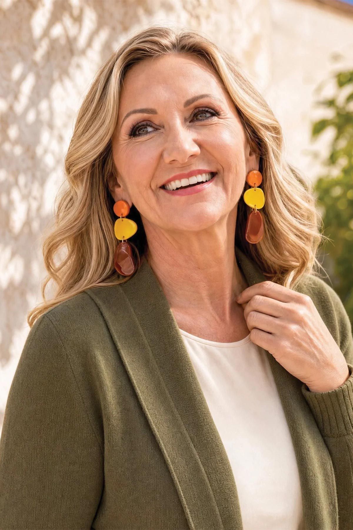 Tagua Statement Earrings in Chestnut, Orange and Mustard — Urban Wild