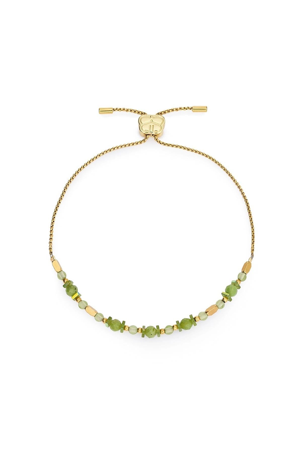 Aya gold and green jade gemstone adjustable slider bracelet by Boho Betty — Urban Wild