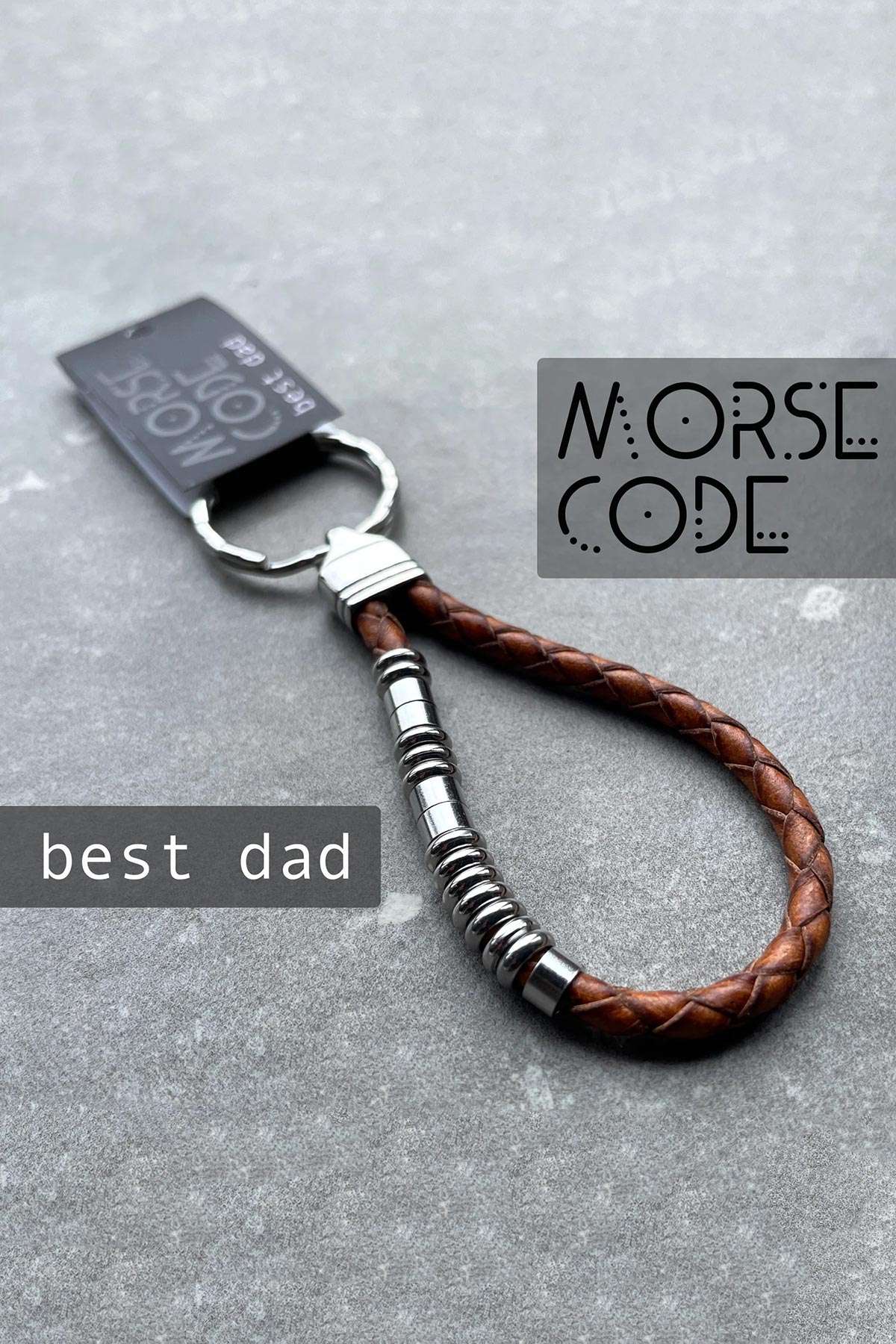 Best Dad Morse Code Leather Keyring — Urban Wild
