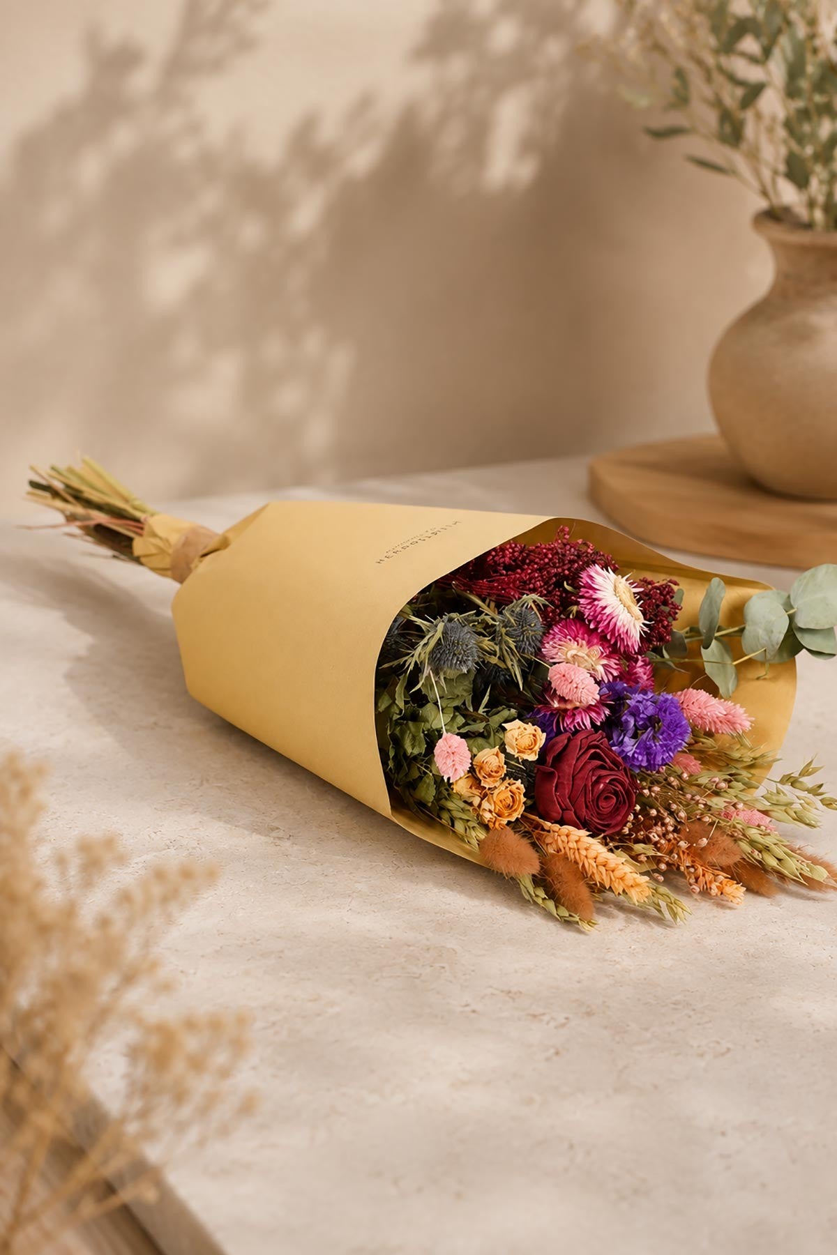 Burgundy Dried Flower Field Bouquet — Urban Wild