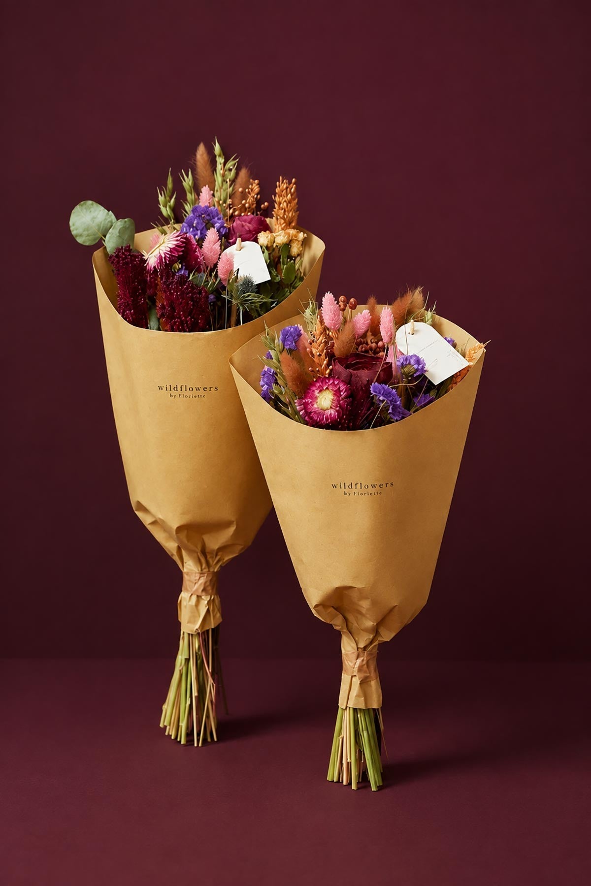 Burgundy dried flower field bouquet with autumn tones and natural grasses — Urban Wild