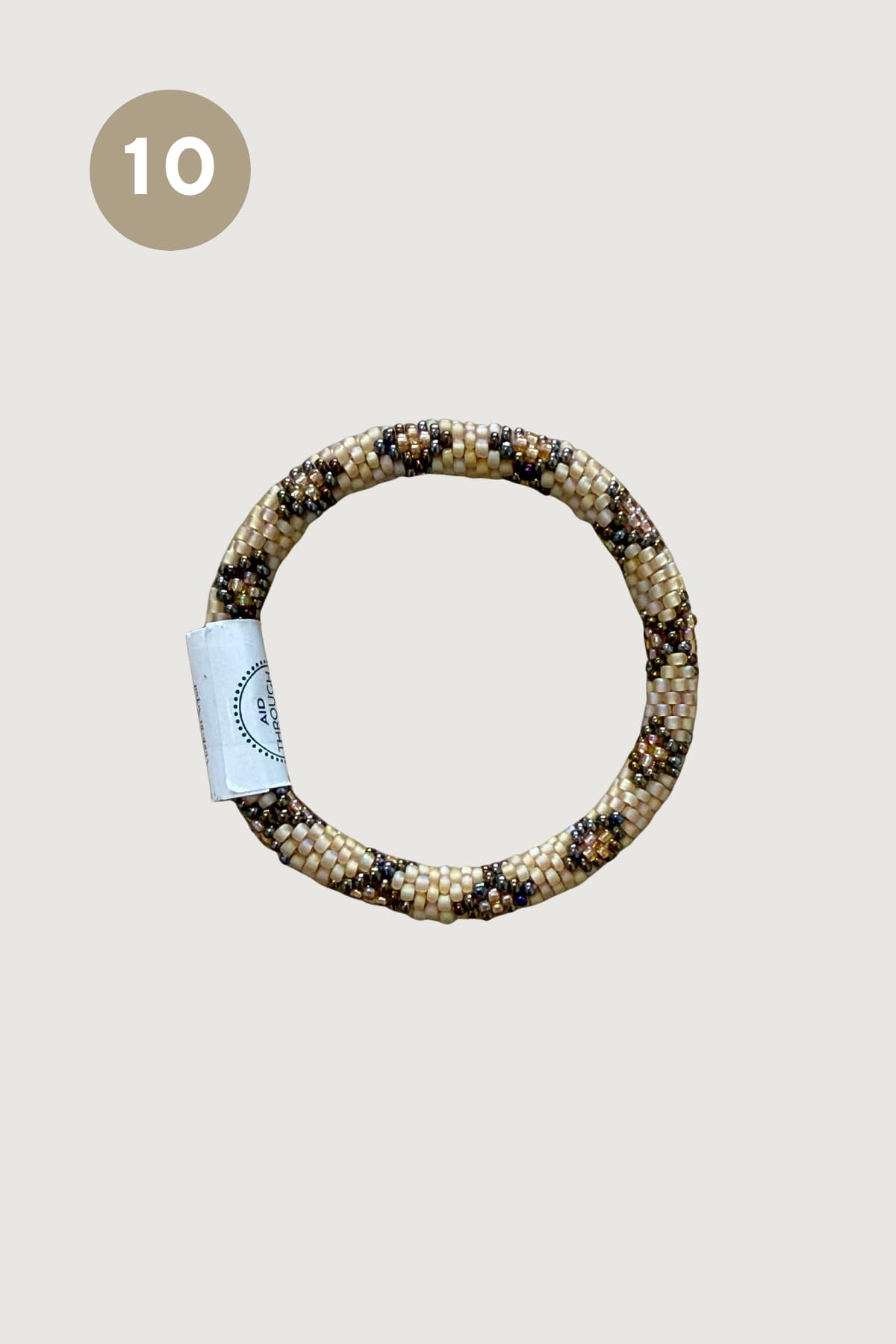 Cream caramel and bronze speckled Butterscotch beaded Roll-On bracelet — Urban Wild