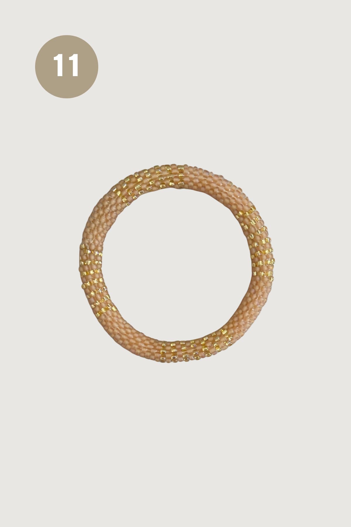 Blush pink and gold striped Butterscotch beaded Roll-On bracelet — Urban Wild