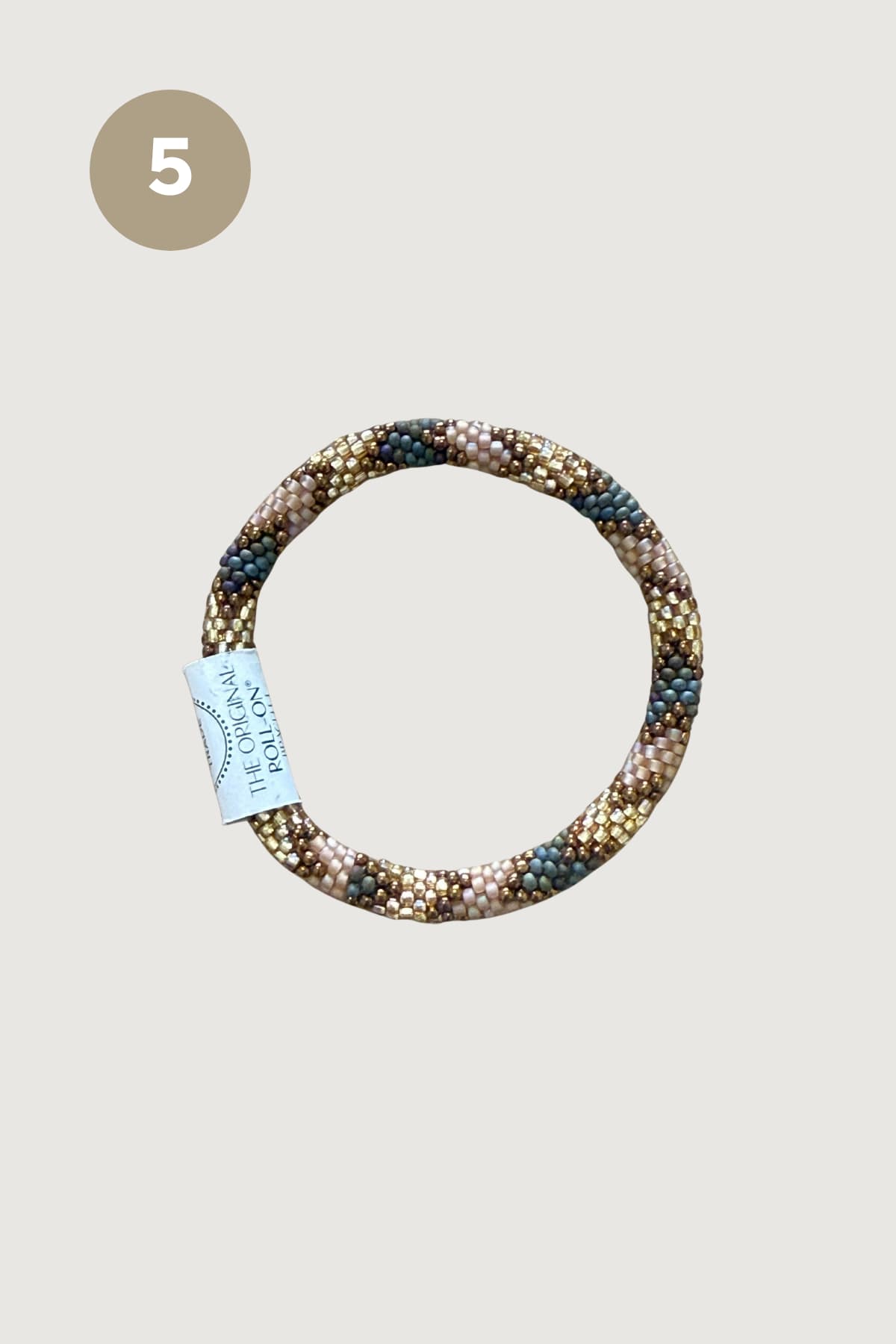 Butterscotch beaded Roll-On bracelet with teal gold and blush accents — Urban Wild