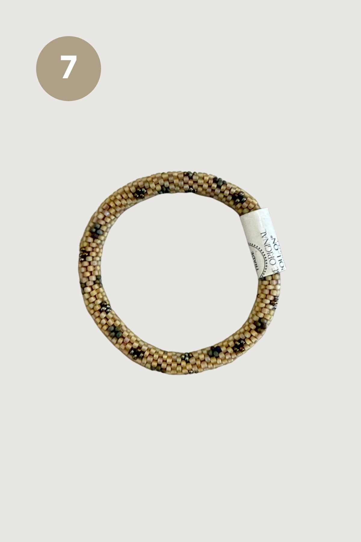 Sand and bronze speckled Butterscotch beaded Roll-On bracelet — Urban Wild