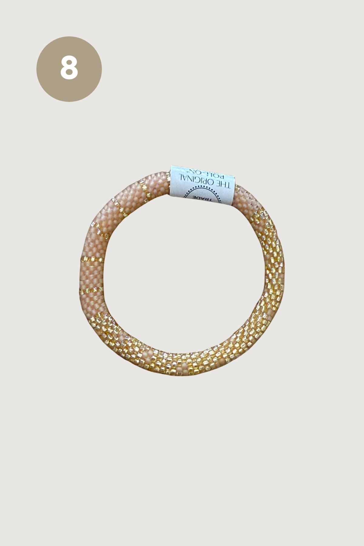 Pale peach and gold striped Butterscotch beaded Roll-On bracelet — Urban Wild