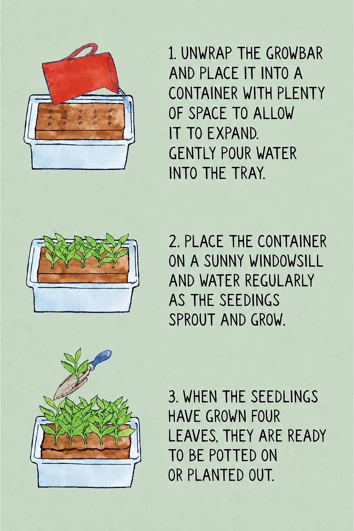 Gluttonous Gardener Growbar coir bar with fresh green seedlings emerging — Urban Wild