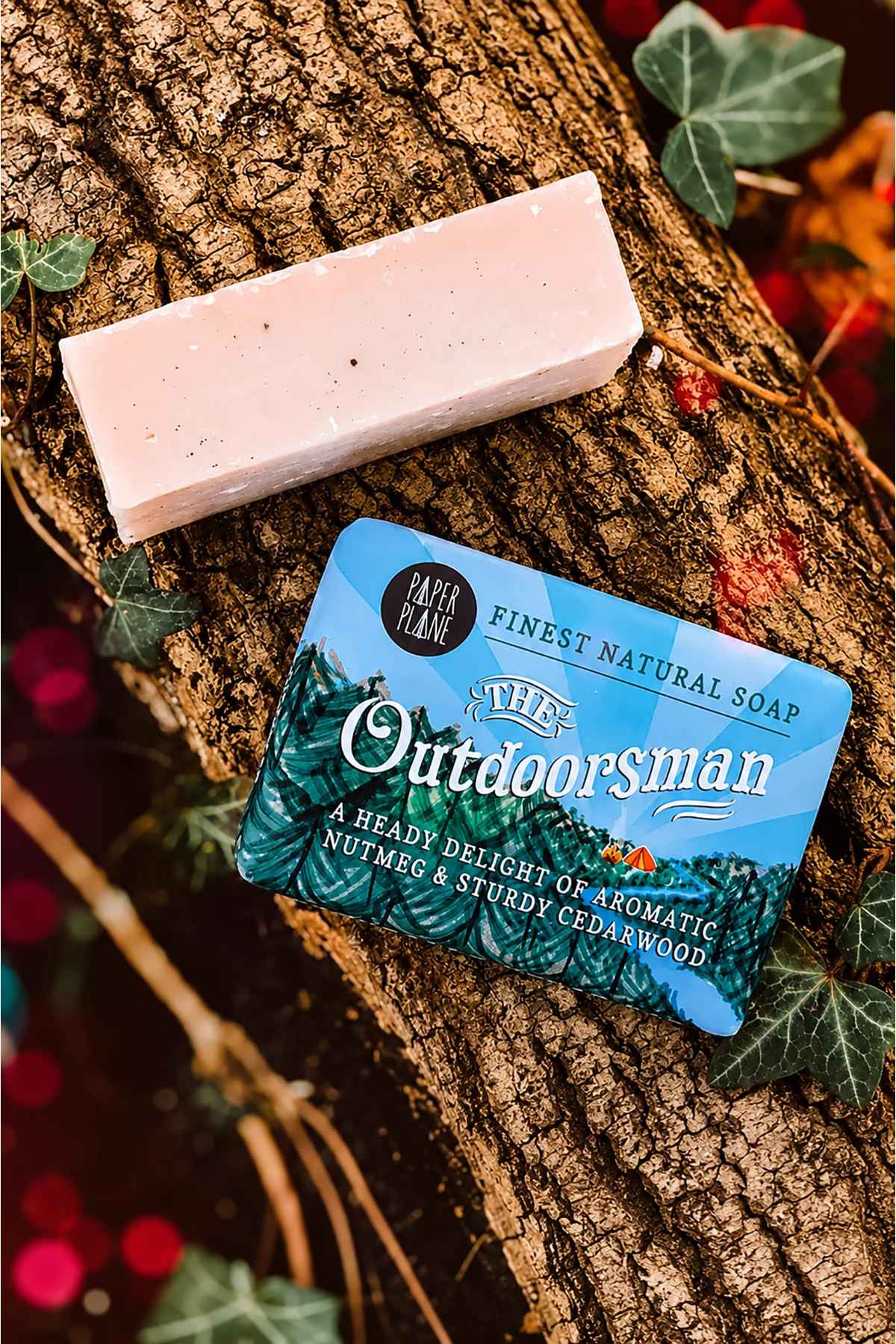 Cedarwood and nutmeg natural vegan outdoorsman soap bar in biodegradable paper wrap — Urban Wild