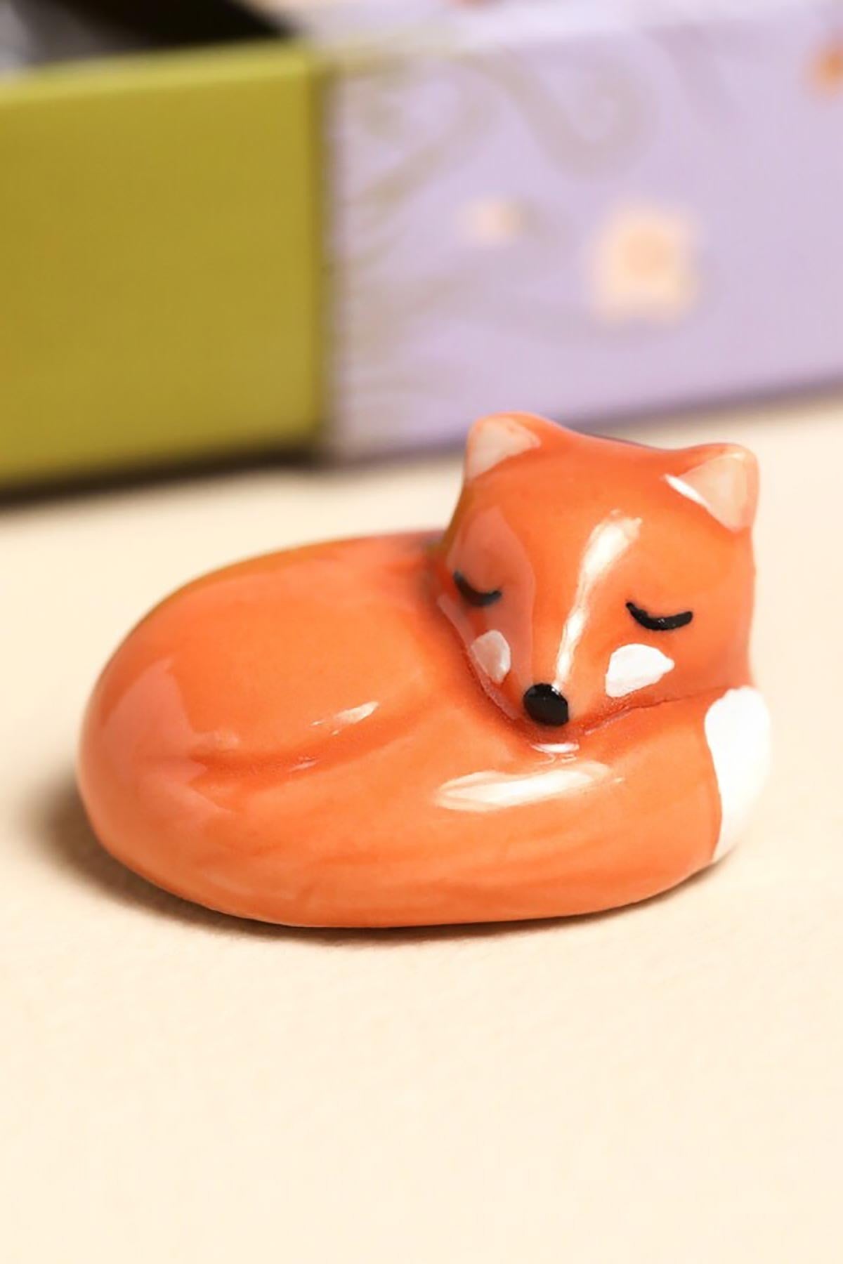 Tiny Matchbox Ceramic Fox Token — Urban Wild